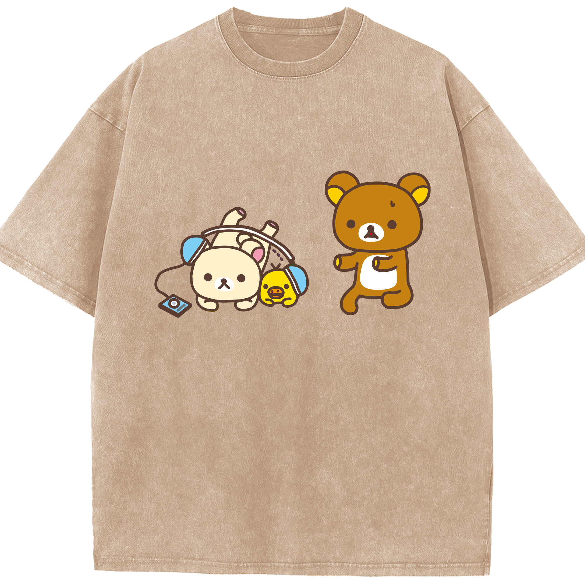 （画像用） リラックマ リラックマ キイロイトリ Rilakkuma Korilakkuma Kiiroitori 綿100% ヴィンテージ風 半袖Tシャツ（フロントプリント）