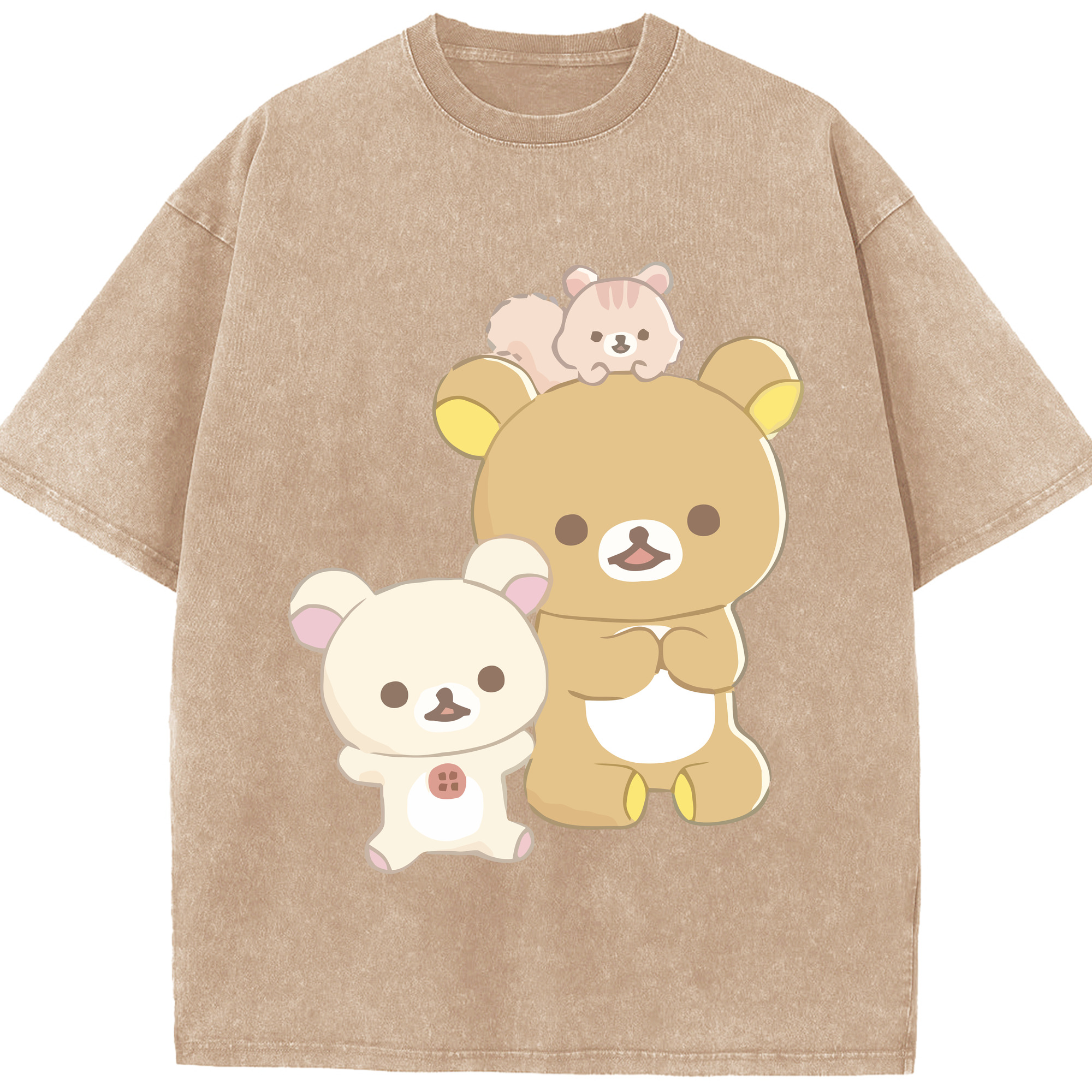 （画像用） リラックマ リラックマ キイロイトリ Rilakkuma Korilakkuma Kiiroitori 綿100% ヴィンテージ風 半袖Tシャツ（フロントプリント）