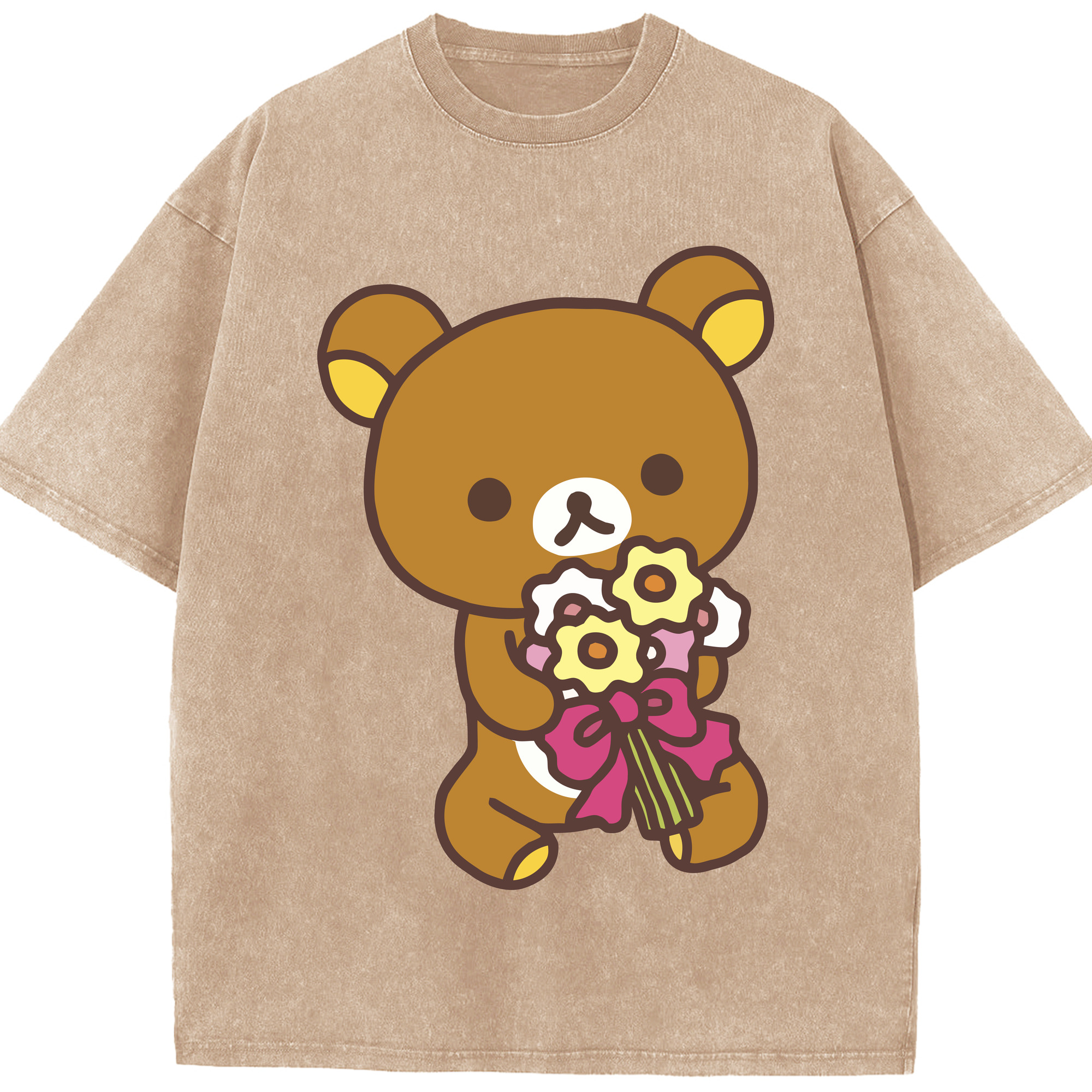（画像用） リラックマ リラックマ キイロイトリ Rilakkuma Korilakkuma Kiiroitori 綿100% ヴィンテージ風 半袖Tシャツ（フロントプリント）