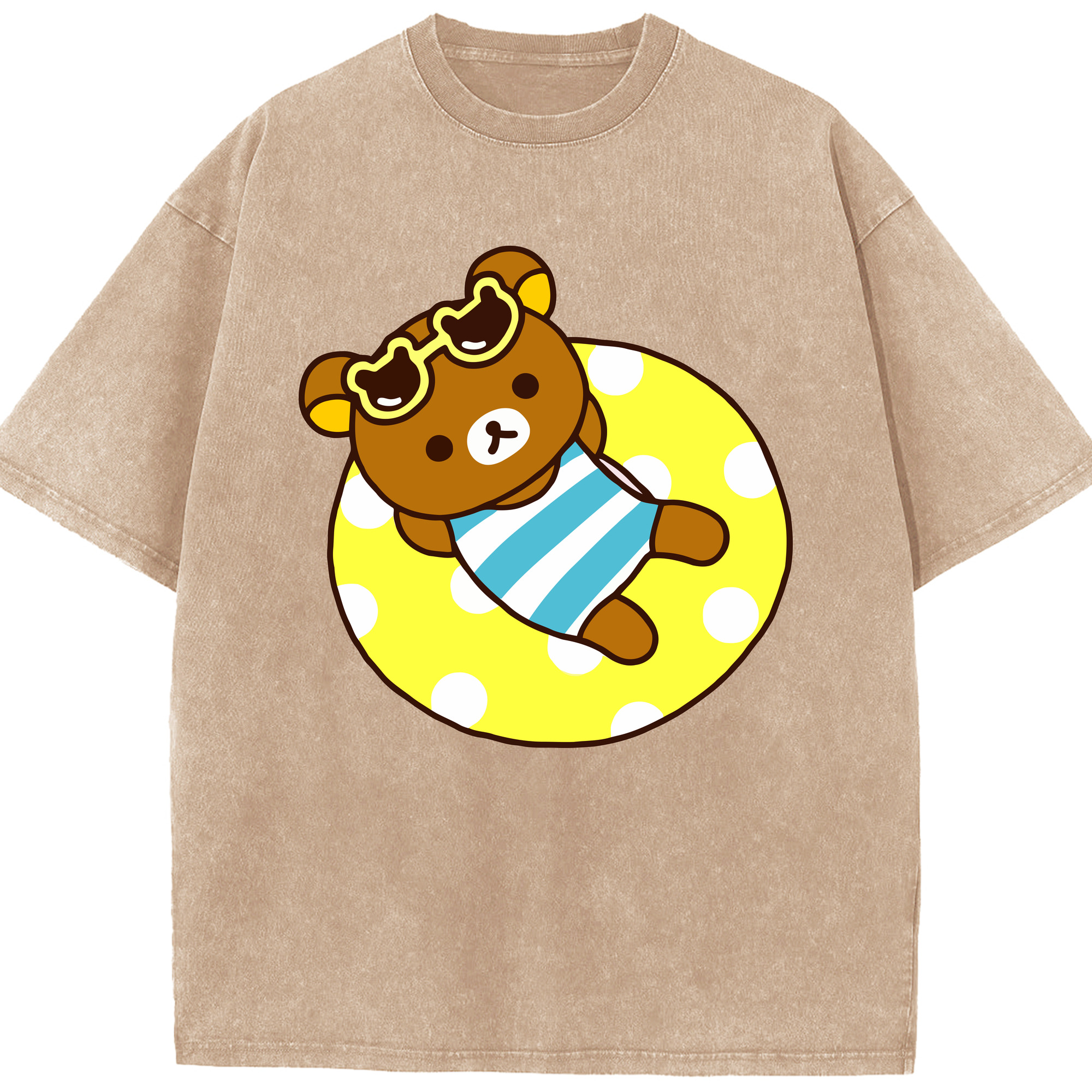 （画像用） リラックマ リラックマ キイロイトリ Rilakkuma Korilakkuma Kiiroitori 綿100% ヴィンテージ風 半袖Tシャツ（フロントプリント）