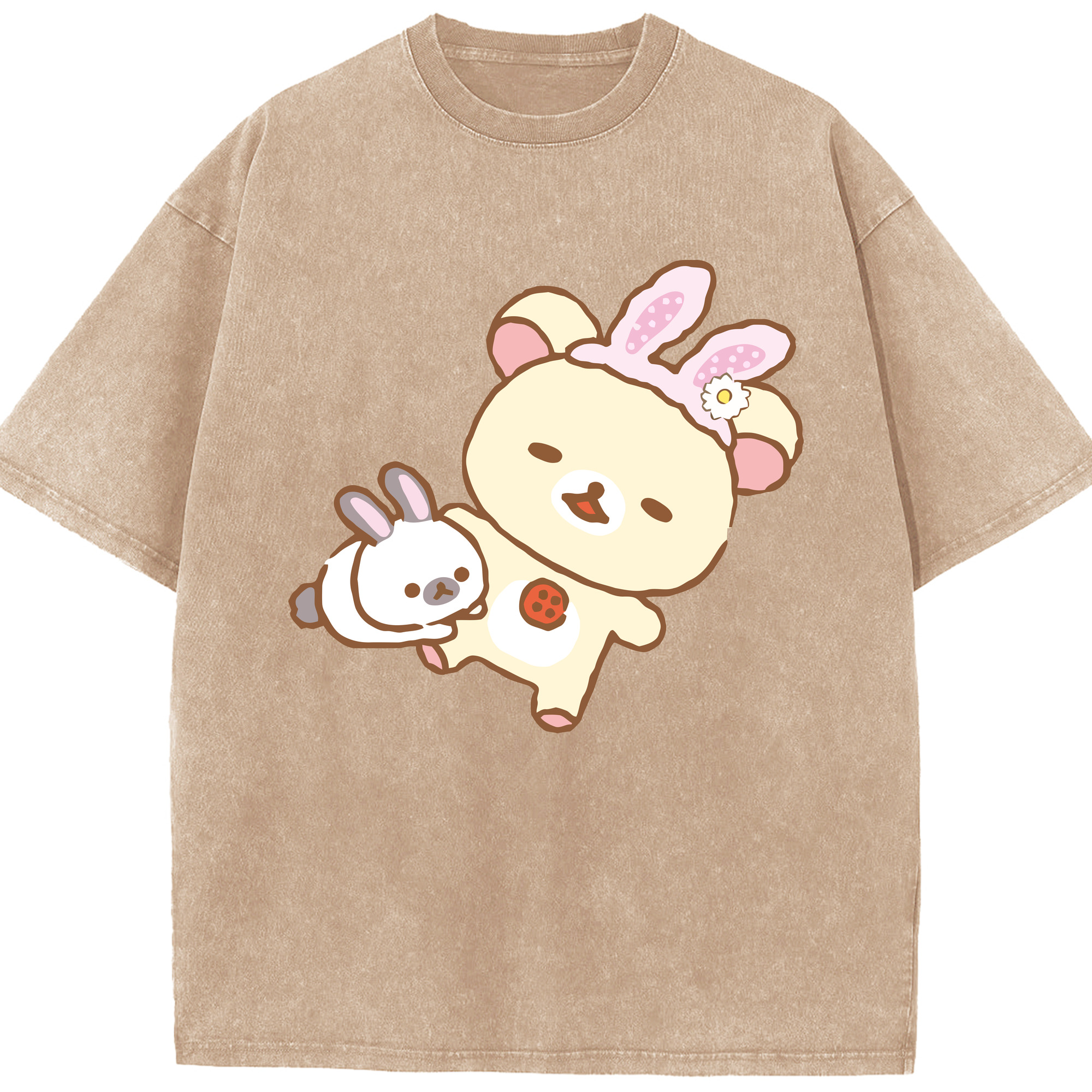 （画像用） リラックマ リラックマ キイロイトリ Rilakkuma Korilakkuma Kiiroitori 綿100% ヴィンテージ風 半袖Tシャツ（フロントプリント）