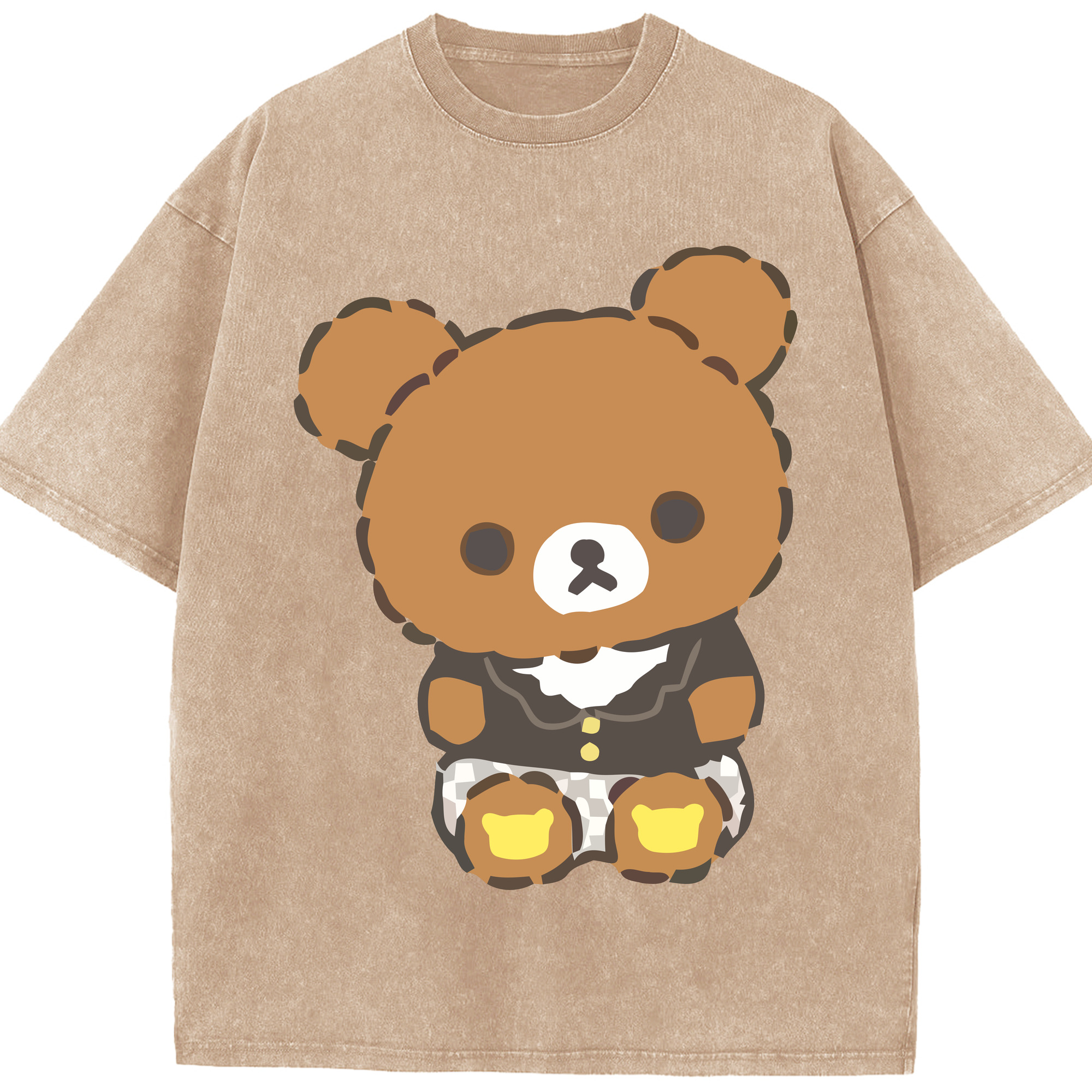 （画像用） リラックマ リラックマ キイロイトリ Rilakkuma Korilakkuma Kiiroitori 綿100% ヴィンテージ風 半袖Tシャツ（フロントプリント）