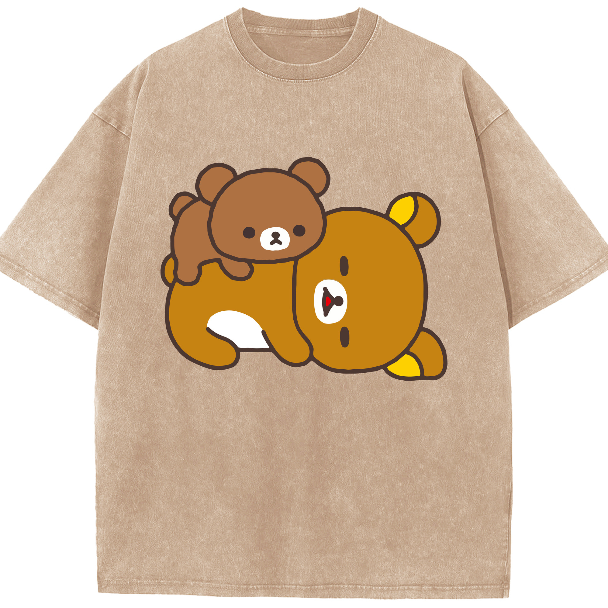 （画像用） リラックマ リラックマ キイロイトリ Rilakkuma Korilakkuma Kiiroitori 綿100% ヴィンテージ風 半袖Tシャツ（フロントプリント）