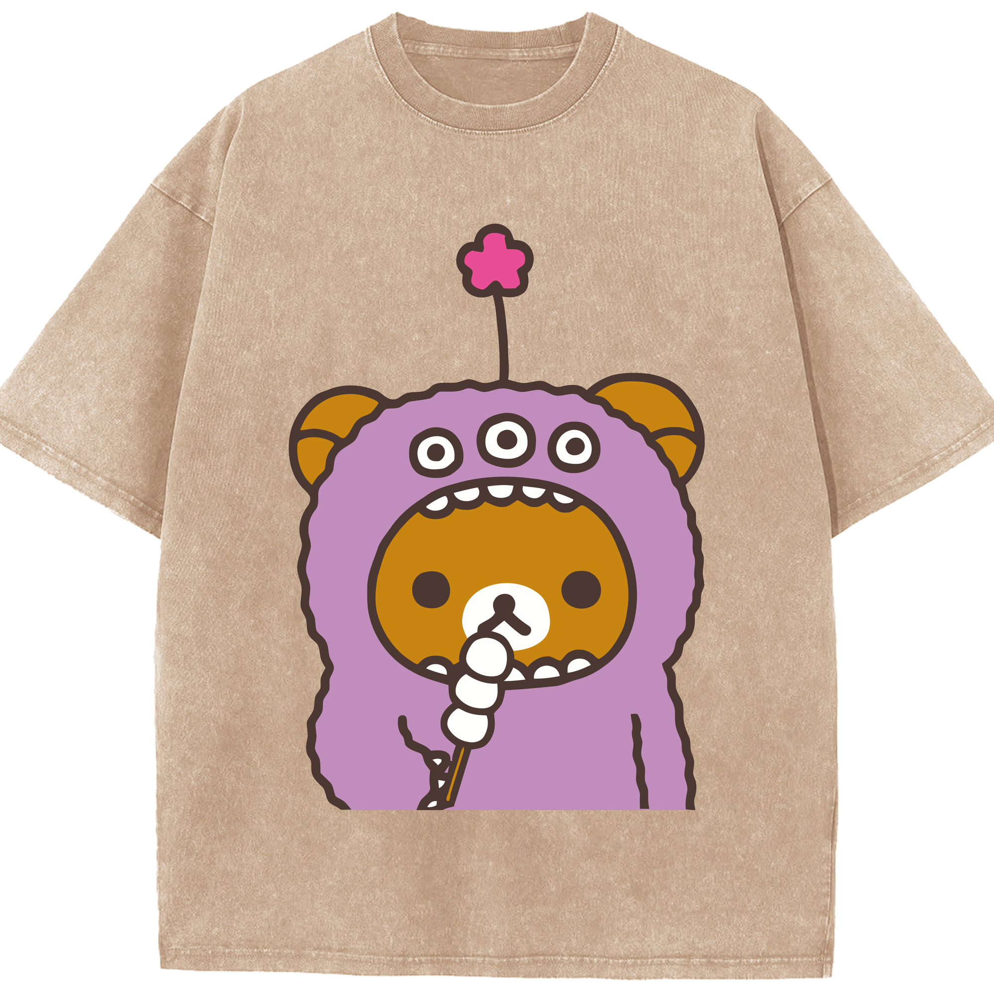 （画像用） リラックマ リラックマ キイロイトリ Rilakkuma Korilakkuma Kiiroitori 綿100% ヴィンテージ風 半袖Tシャツ（フロントプリント）