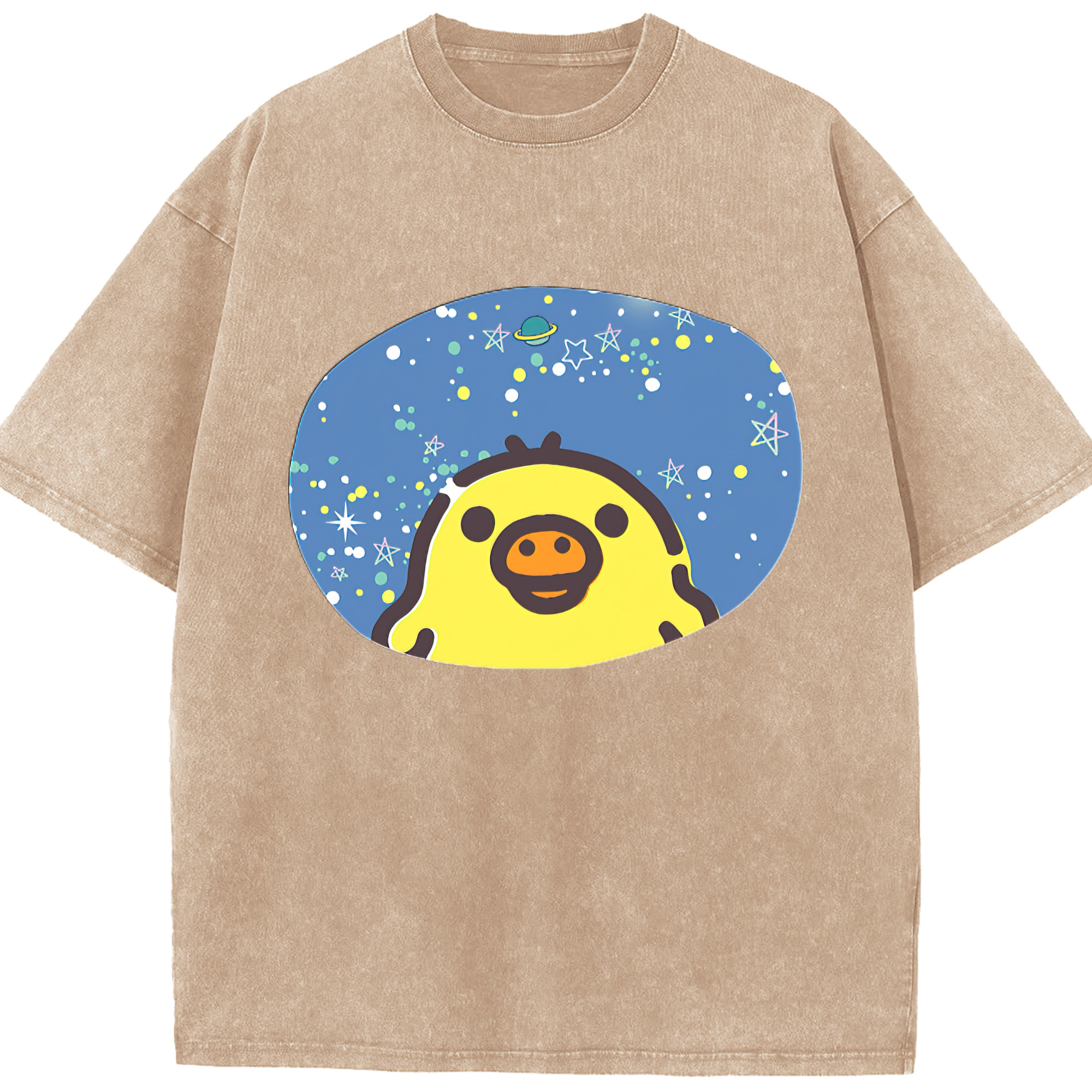 （画像用） リラックマ リラックマ キイロイトリ Rilakkuma Korilakkuma Kiiroitori 綿100% ヴィンテージ風 半袖Tシャツ（フロントプリント）