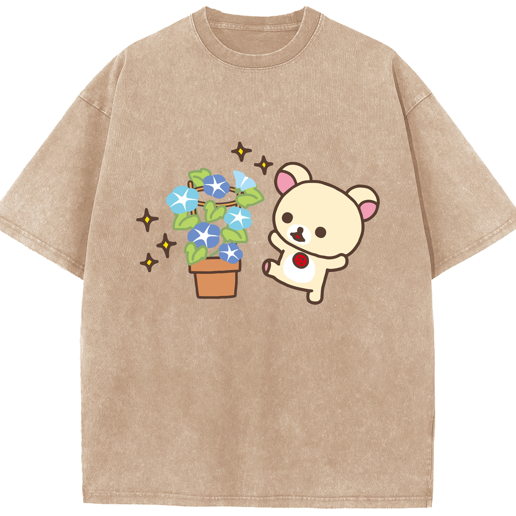 （画像用） リラックマ リラックマ キイロイトリ Rilakkuma Korilakkuma Kiiroitori 綿100% ヴィンテージ風 半袖Tシャツ（フロントプリント）