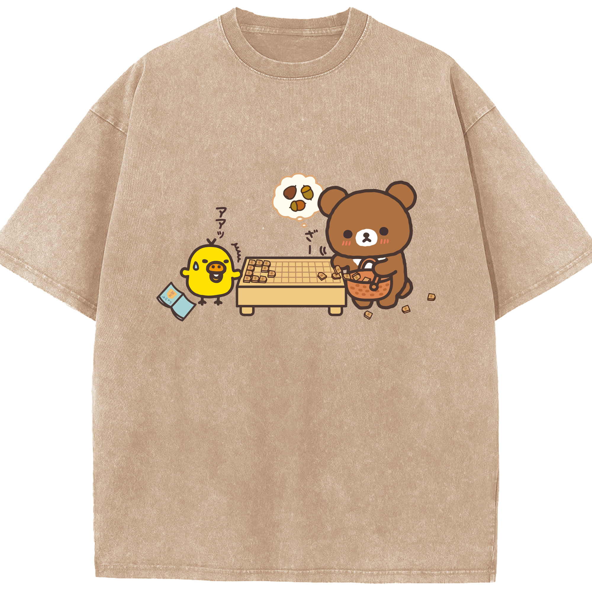 （画像用） リラックマ リラックマ キイロイトリ Rilakkuma Korilakkuma Kiiroitori 綿100% ヴィンテージ風 半袖Tシャツ（フロントプリント）