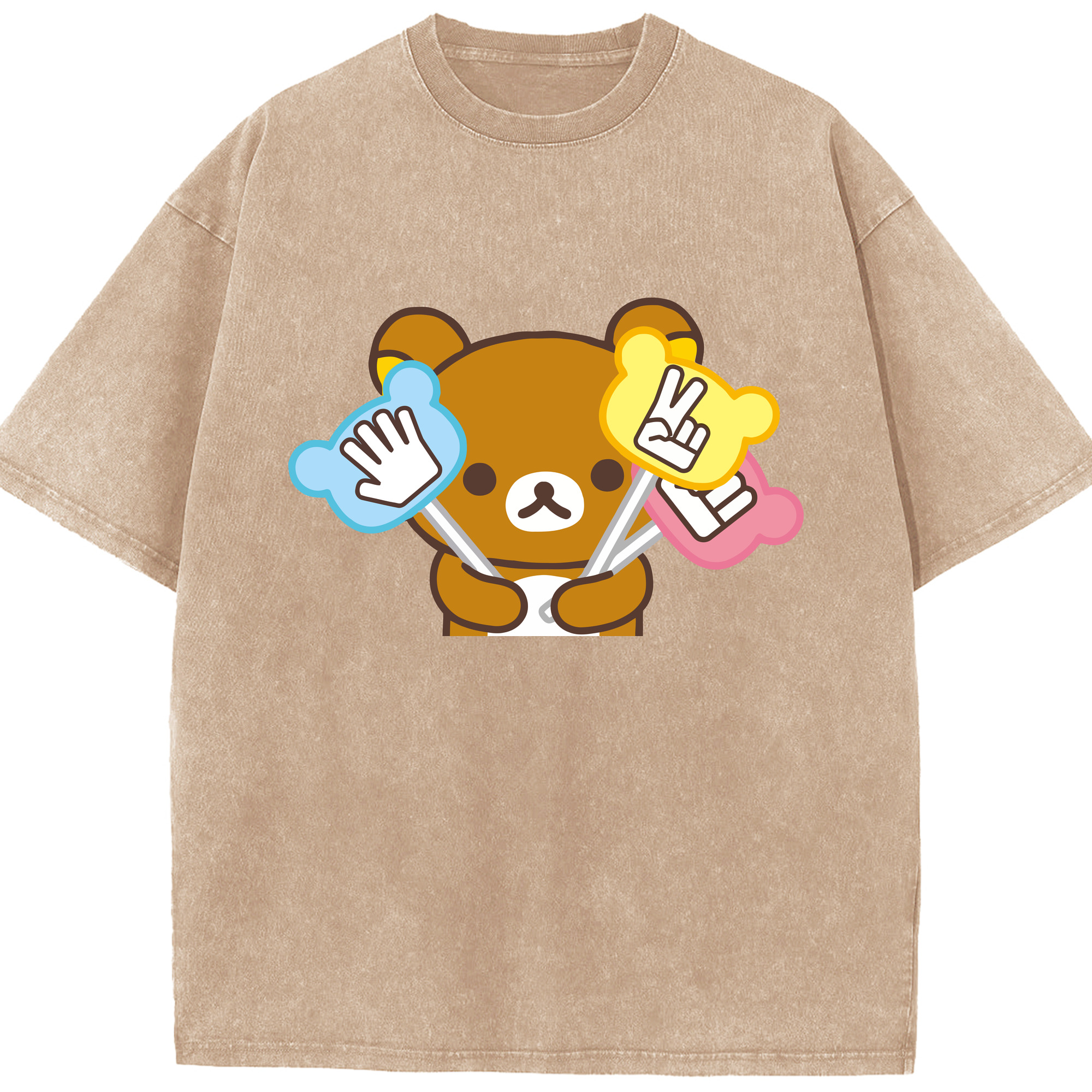 （画像用） リラックマ リラックマ キイロイトリ Rilakkuma Korilakkuma Kiiroitori 綿100% ヴィンテージ風 半袖Tシャツ（フロントプリント）