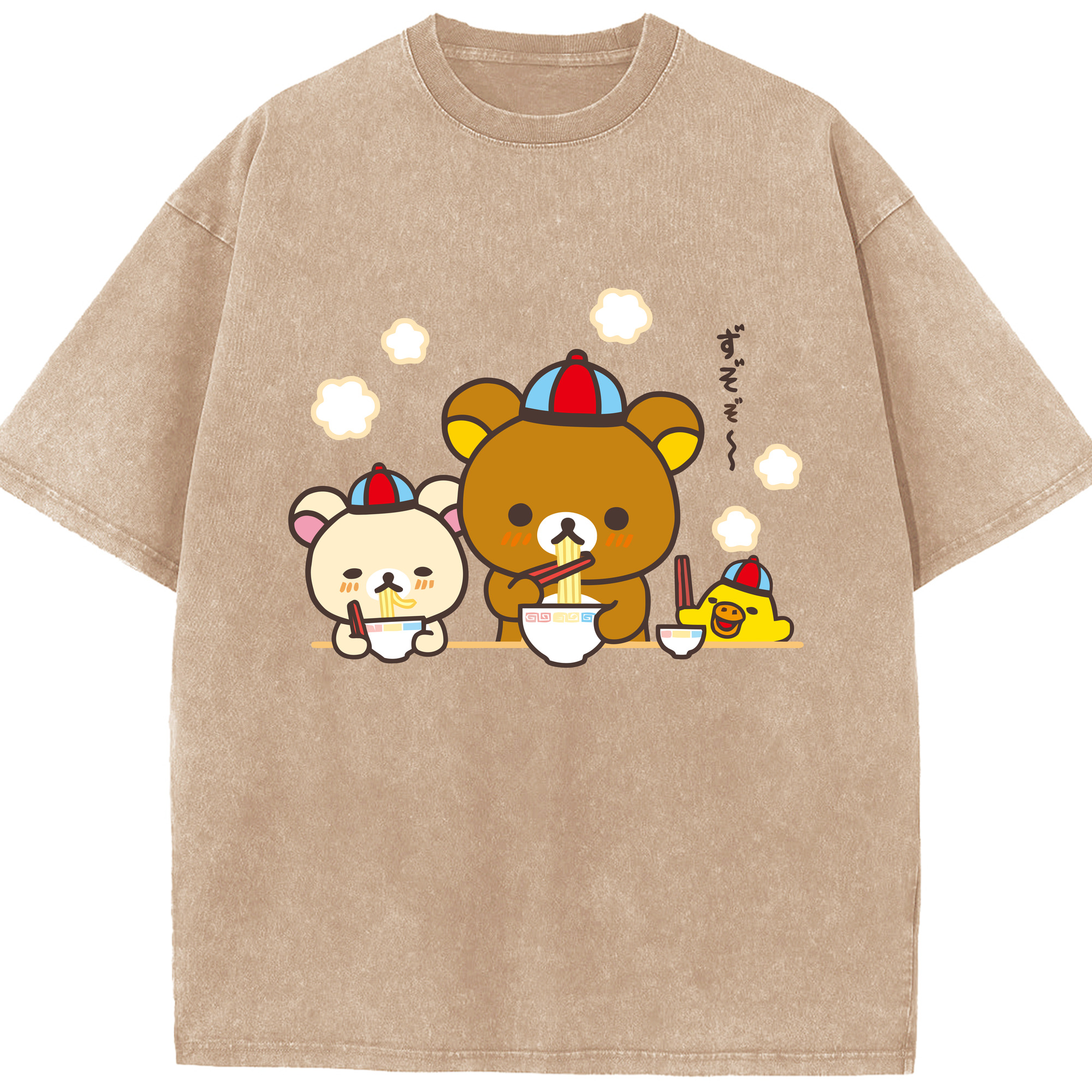 （画像用） リラックマ リラックマ キイロイトリ Rilakkuma Korilakkuma Kiiroitori 綿100% ヴィンテージ風 半袖Tシャツ（フロントプリント）