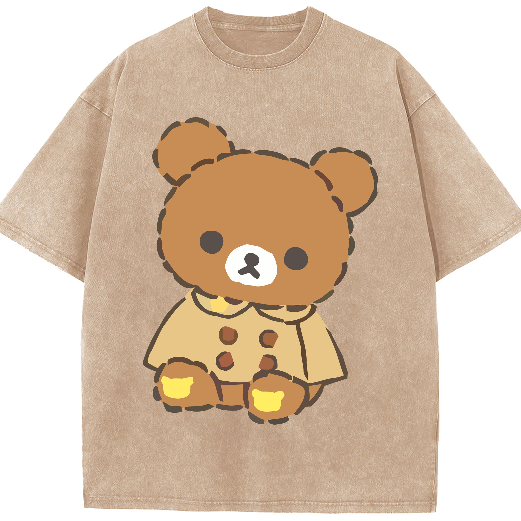（画像用） リラックマ リラックマ キイロイトリ Rilakkuma Korilakkuma Kiiroitori 綿100% ヴィンテージ風 半袖Tシャツ（フロントプリント）