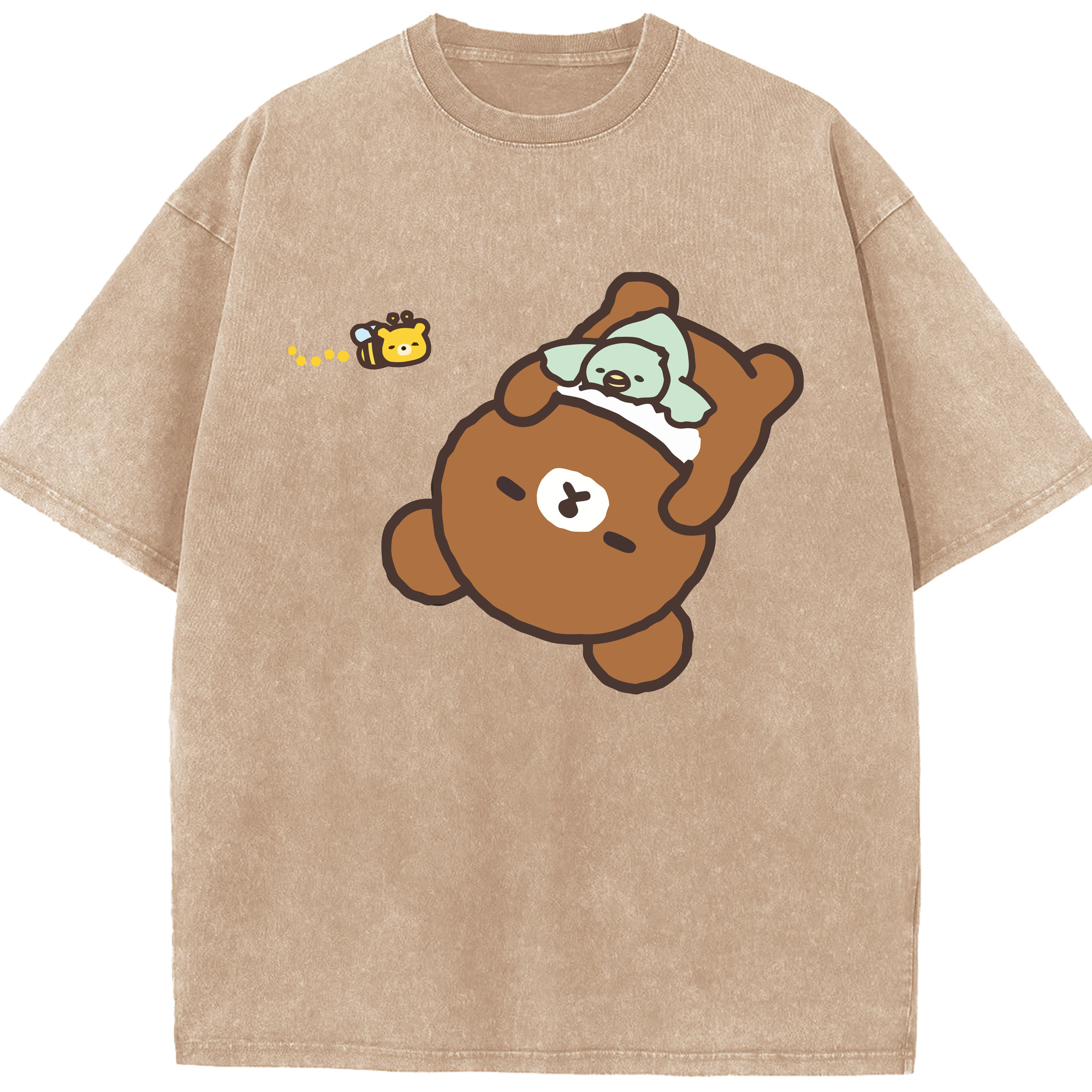 （画像用） リラックマ リラックマ キイロイトリ Rilakkuma Korilakkuma Kiiroitori 綿100% ヴィンテージ風 半袖Tシャツ（フロントプリント）