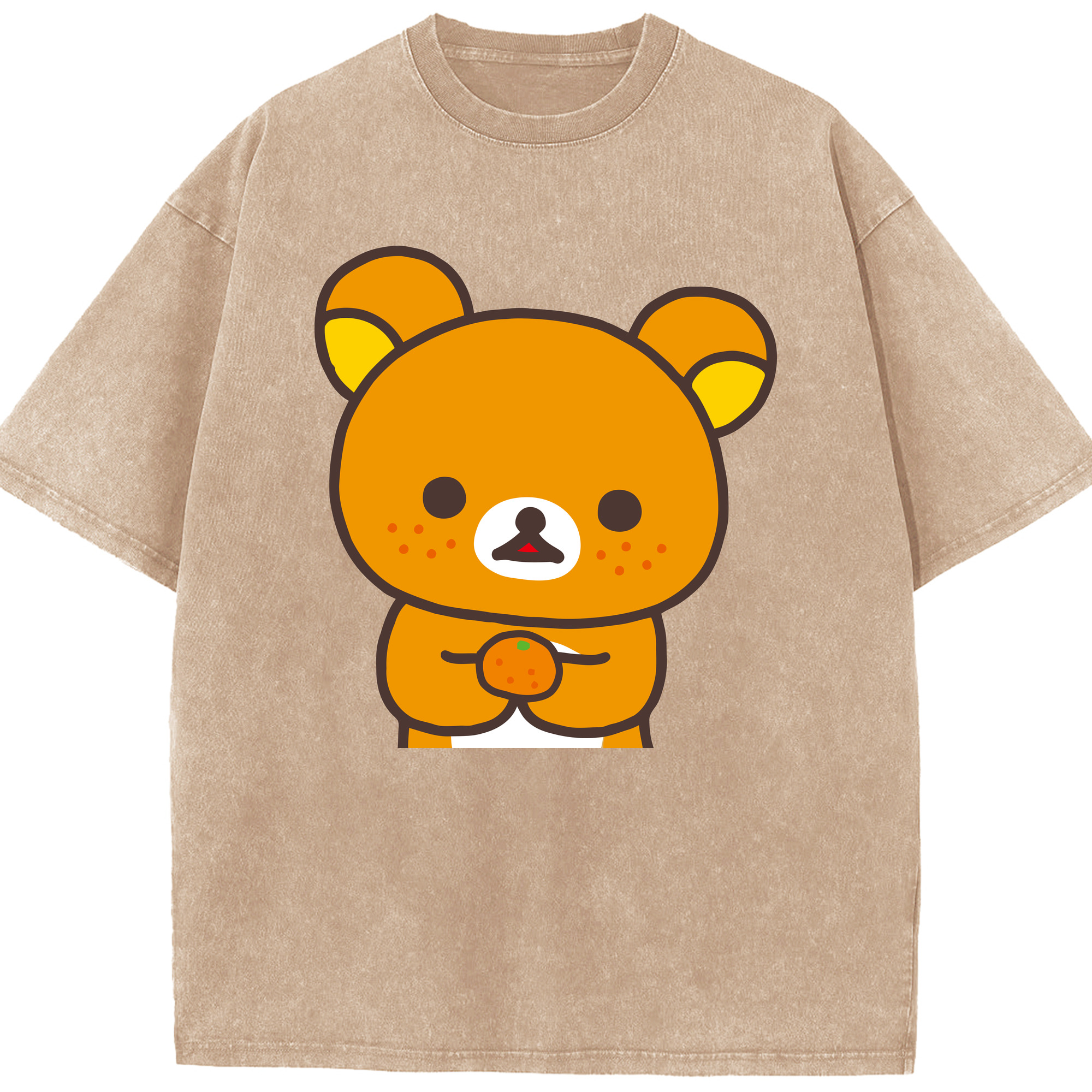 （画像用） リラックマ リラックマ キイロイトリ Rilakkuma Korilakkuma Kiiroitori 綿100% ヴィンテージ風 半袖Tシャツ（フロントプリント）