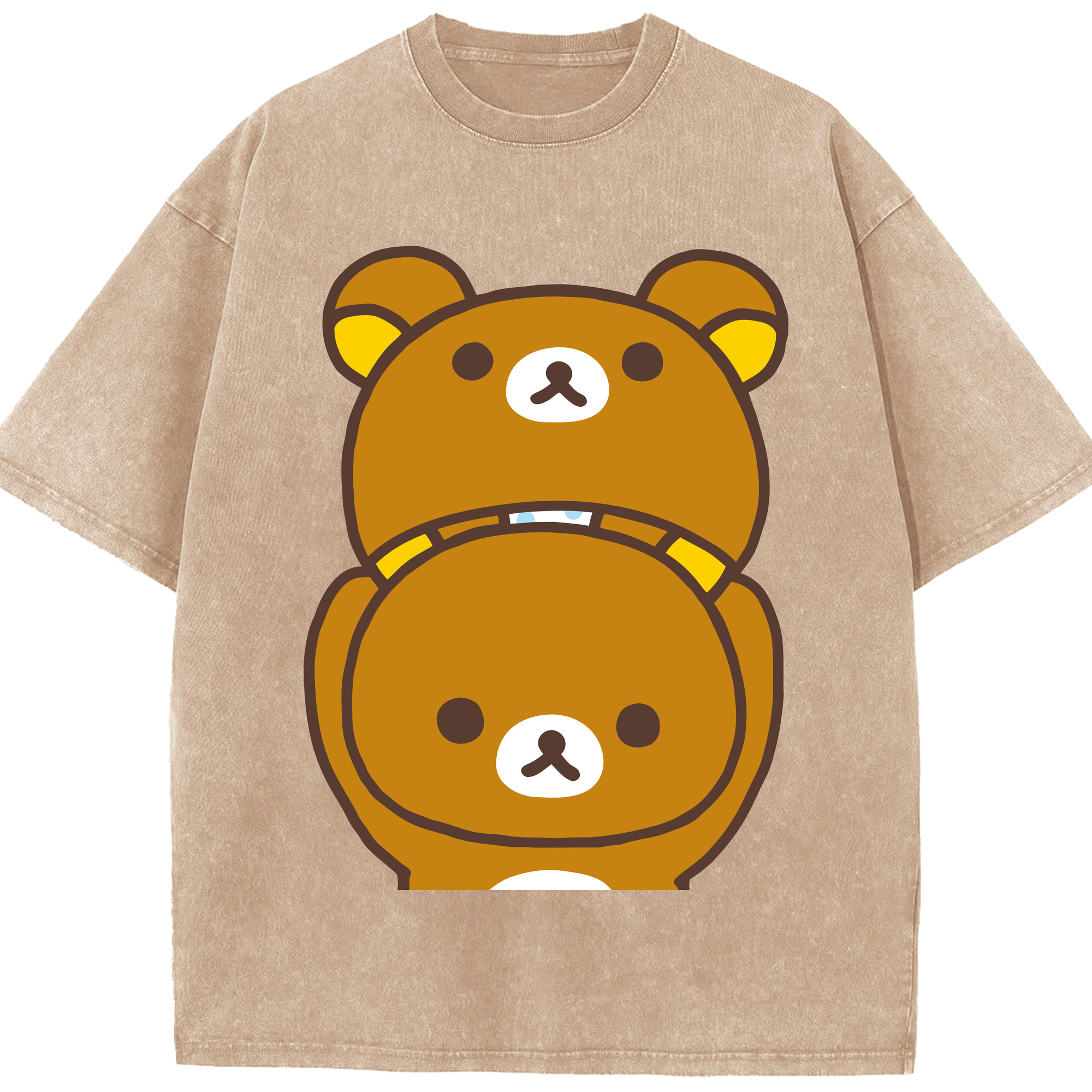 （画像用） リラックマ リラックマ キイロイトリ Rilakkuma Korilakkuma Kiiroitori 綿100% ヴィンテージ風 半袖Tシャツ（フロントプリント）