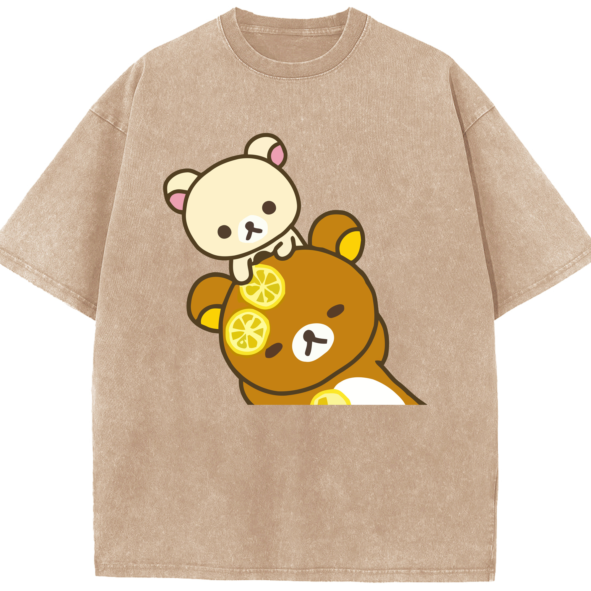 （画像用） リラックマ リラックマ キイロイトリ Rilakkuma Korilakkuma Kiiroitori 綿100% ヴィンテージ風 半袖Tシャツ（フロントプリント）