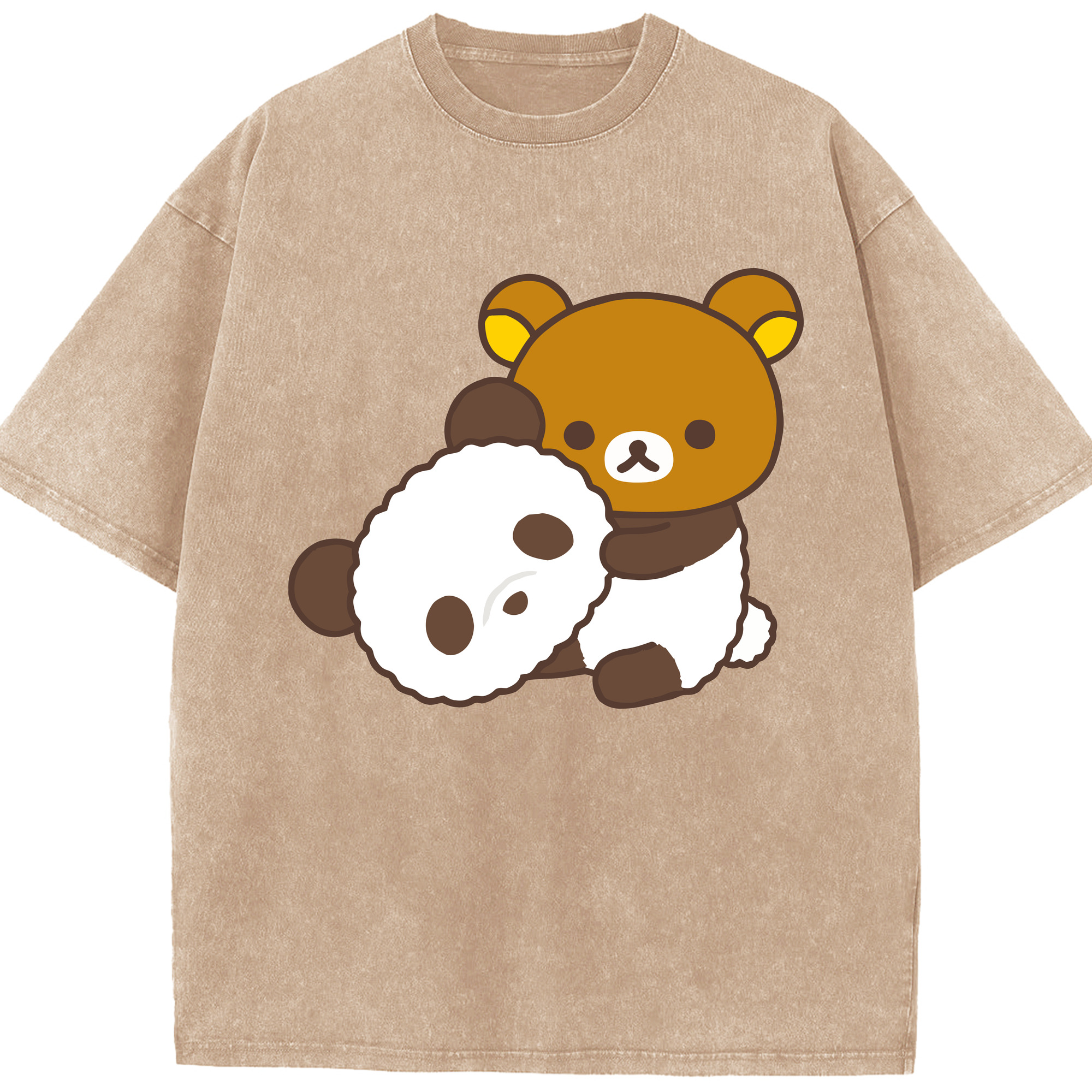 （画像用） リラックマ リラックマ キイロイトリ Rilakkuma Korilakkuma Kiiroitori 綿100% ヴィンテージ風 半袖Tシャツ（フロントプリント）
