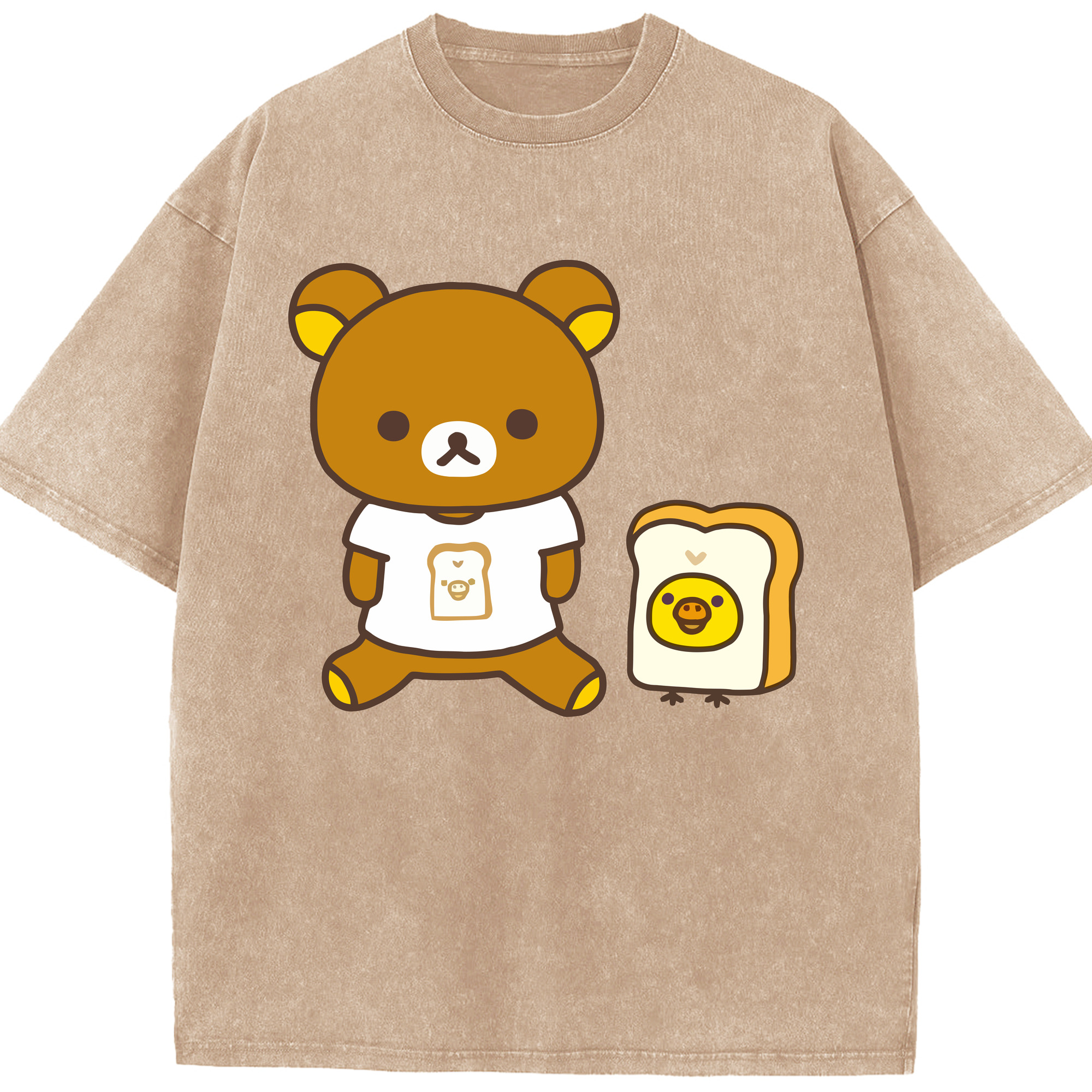 （画像用） リラックマ リラックマ キイロイトリ Rilakkuma Korilakkuma Kiiroitori 綿100% ヴィンテージ風 半袖Tシャツ（フロントプリント）