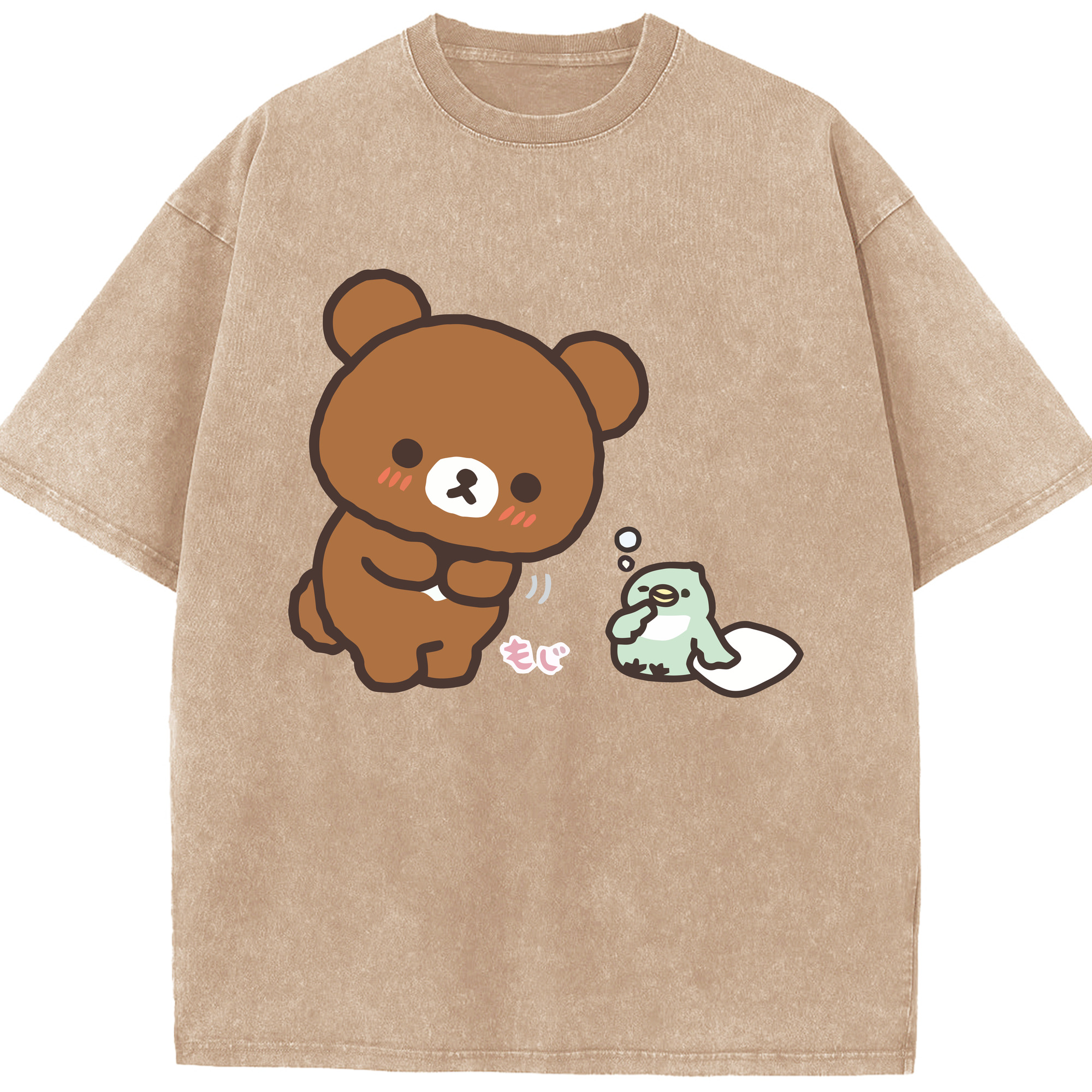 （画像用） リラックマ リラックマ キイロイトリ Rilakkuma Korilakkuma Kiiroitori 綿100% ヴィンテージ風 半袖Tシャツ（フロントプリント）
