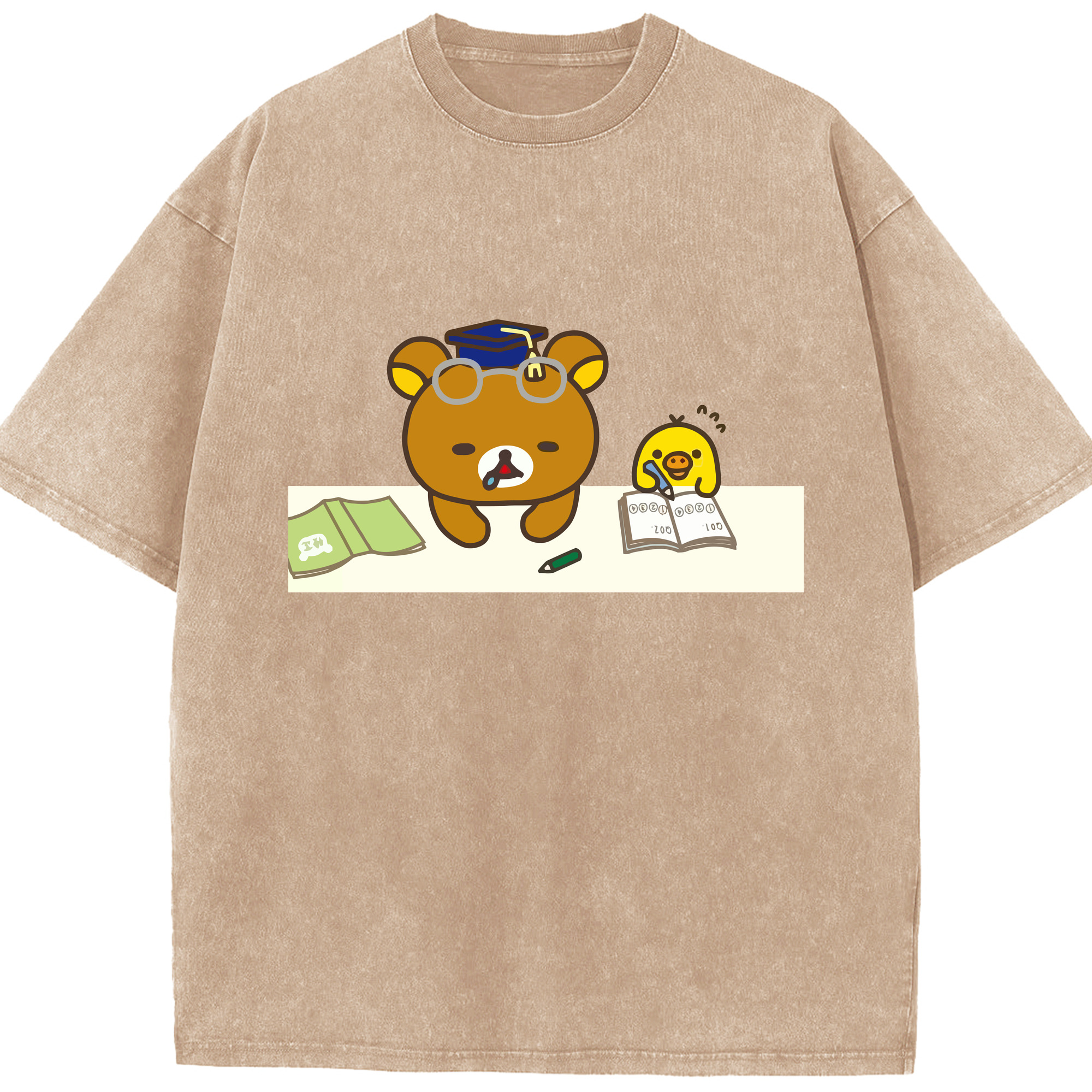 （画像用） リラックマ リラックマ キイロイトリ Rilakkuma Korilakkuma Kiiroitori 綿100% ヴィンテージ風 半袖Tシャツ（フロントプリント）