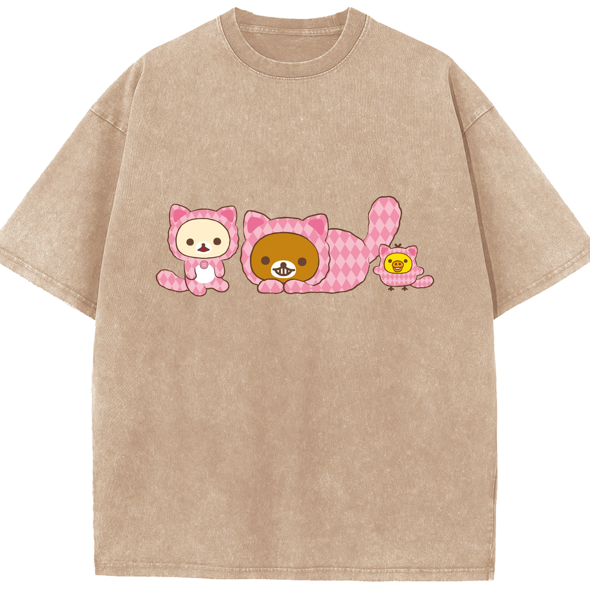 （画像用） リラックマ リラックマ キイロイトリ Rilakkuma Korilakkuma Kiiroitori 綿100% ヴィンテージ風 半袖Tシャツ（フロントプリント）