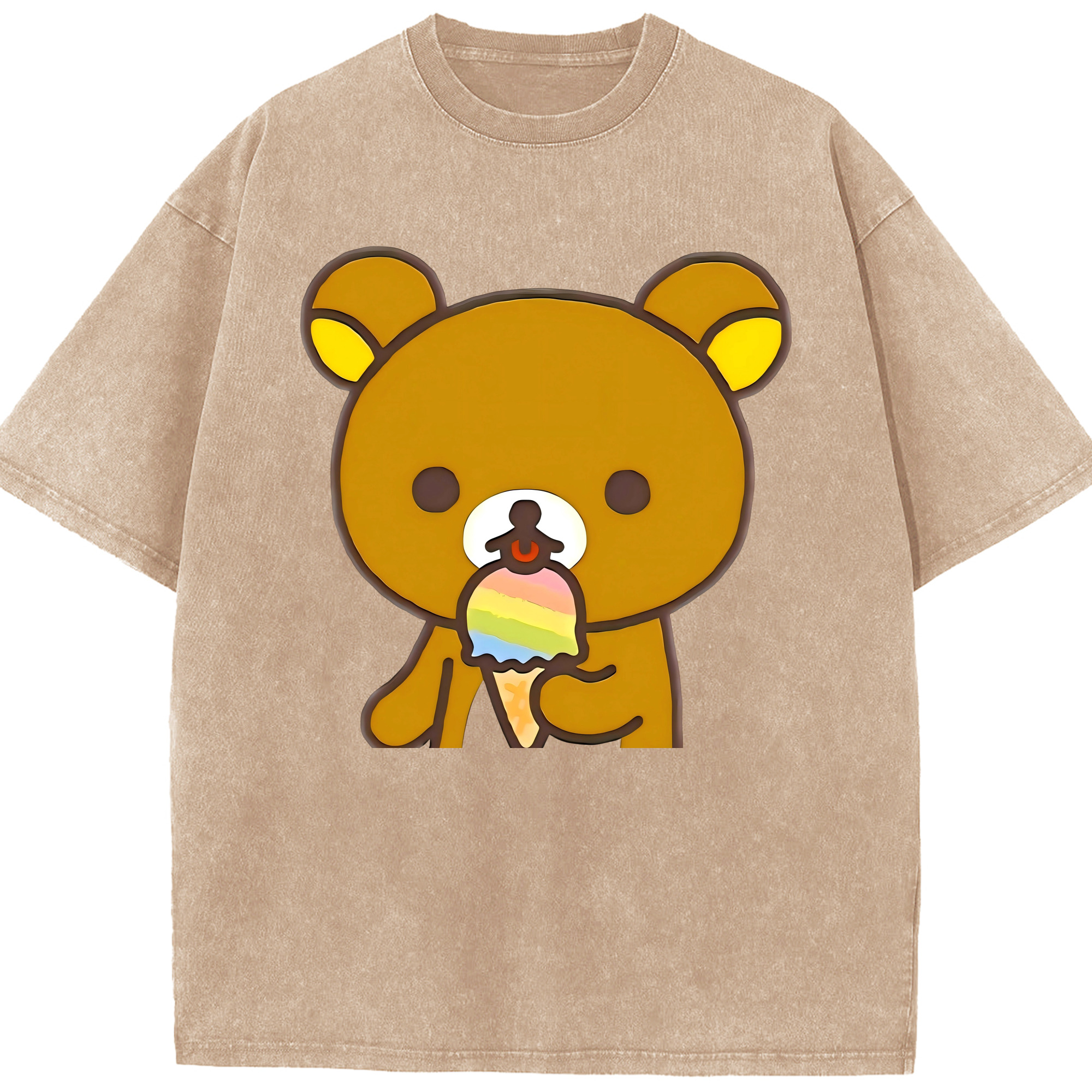 （画像用） リラックマ リラックマ キイロイトリ Rilakkuma Korilakkuma Kiiroitori 綿100% ヴィンテージ風 半袖Tシャツ（フロントプリント）