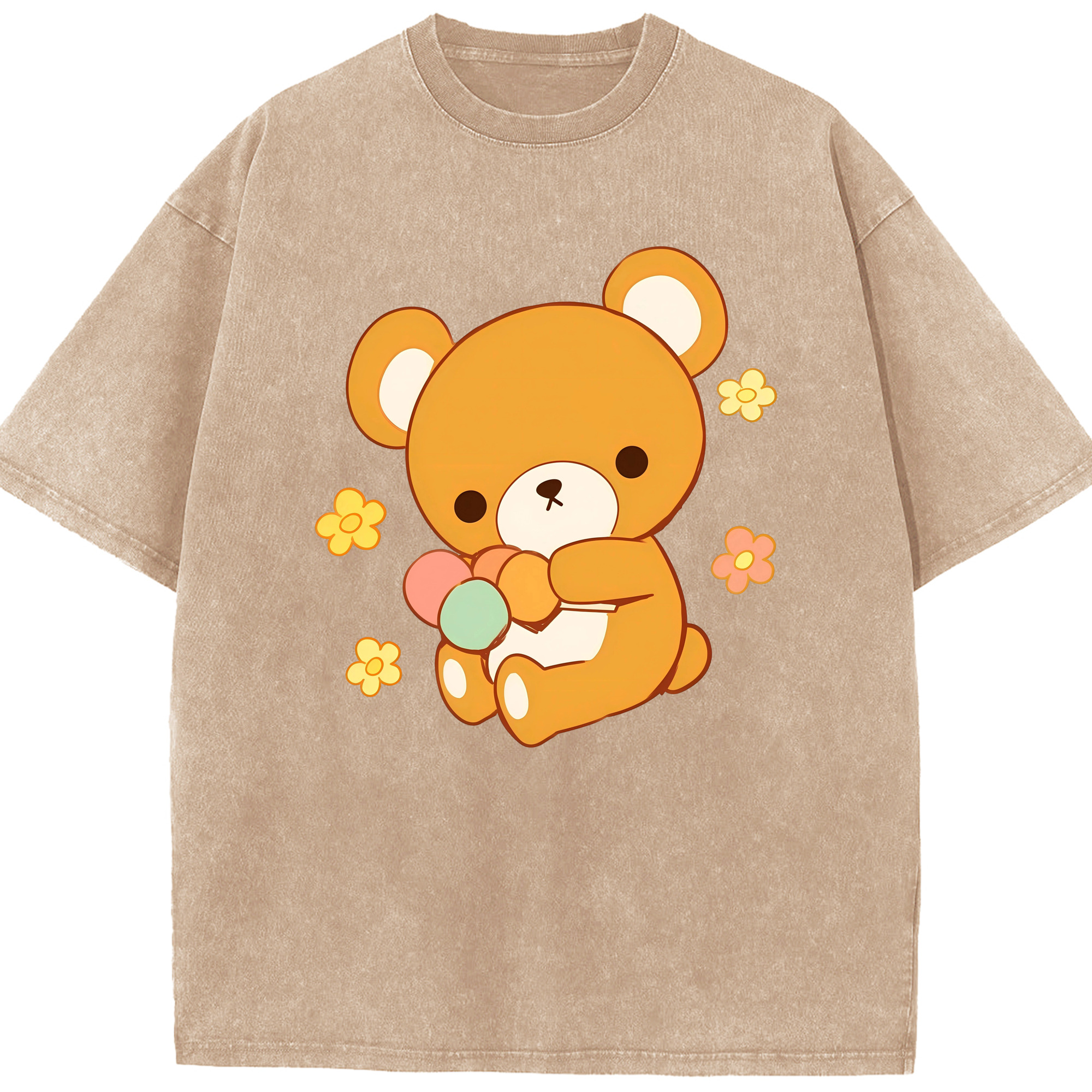 （画像用） リラックマ リラックマ キイロイトリ Rilakkuma Korilakkuma Kiiroitori 綿100% ヴィンテージ風 半袖Tシャツ（フロントプリント）