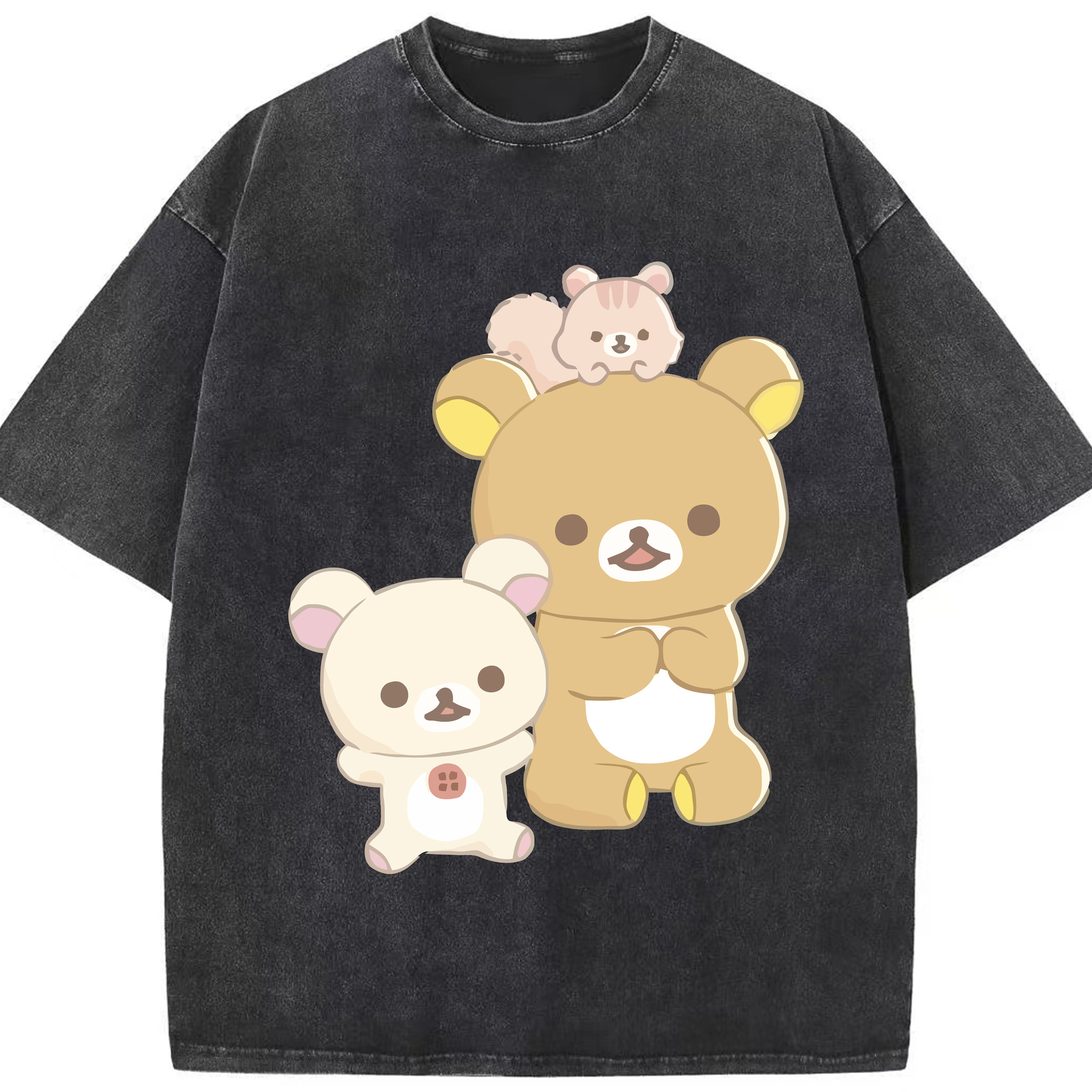 （画像用） リラックマ リラックマ キイロイトリ Rilakkuma Korilakkuma Kiiroitori 綿100% ヴィンテージ風 半袖Tシャツ（フロントプリント）
