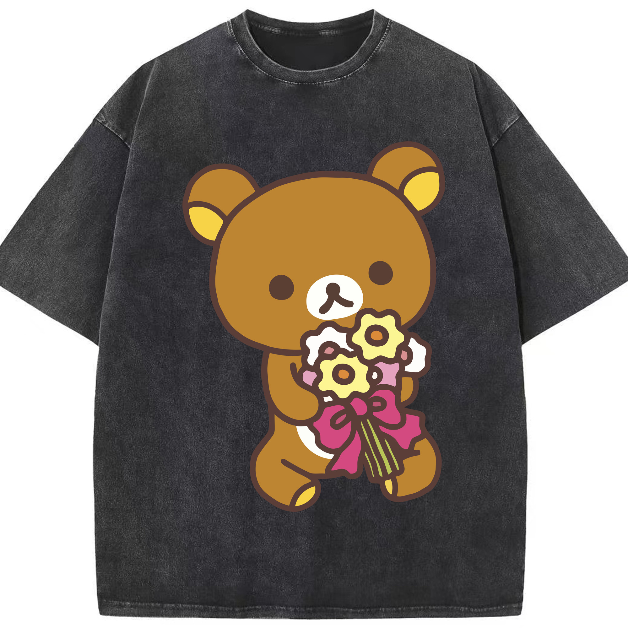 （画像用） リラックマ リラックマ キイロイトリ Rilakkuma Korilakkuma Kiiroitori 綿100% ヴィンテージ風 半袖Tシャツ（フロントプリント）