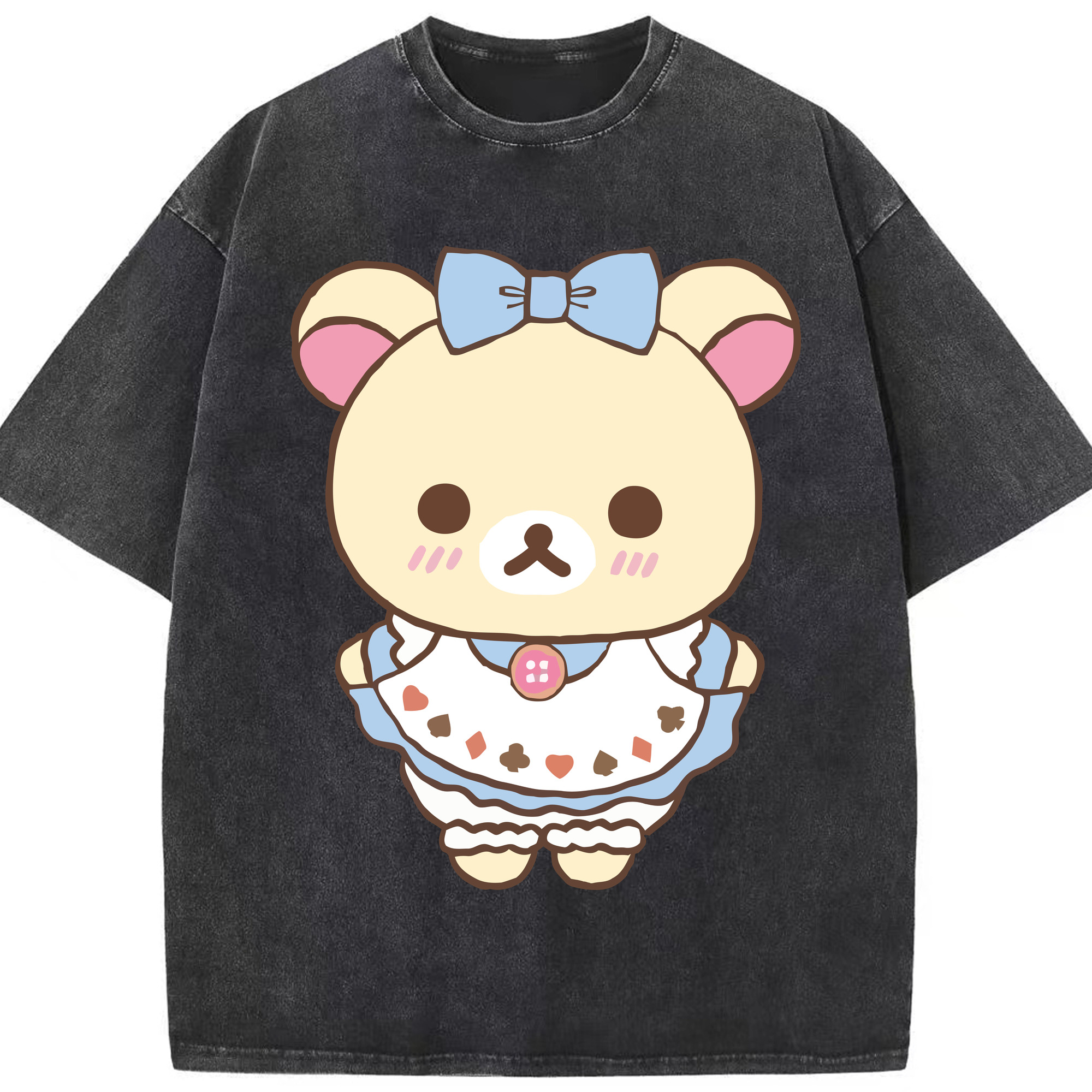 （画像用） リラックマ リラックマ キイロイトリ Rilakkuma Korilakkuma Kiiroitori 綿100% ヴィンテージ風 半袖Tシャツ（フロントプリント）