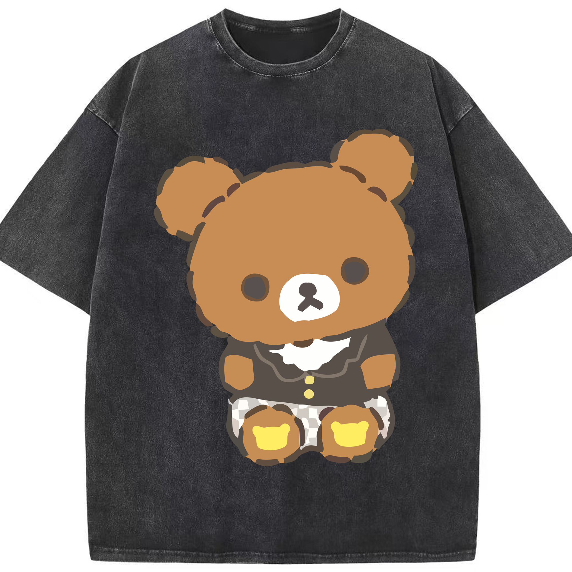 （画像用） リラックマ リラックマ キイロイトリ Rilakkuma Korilakkuma Kiiroitori 綿100% ヴィンテージ風 半袖Tシャツ（フロントプリント）