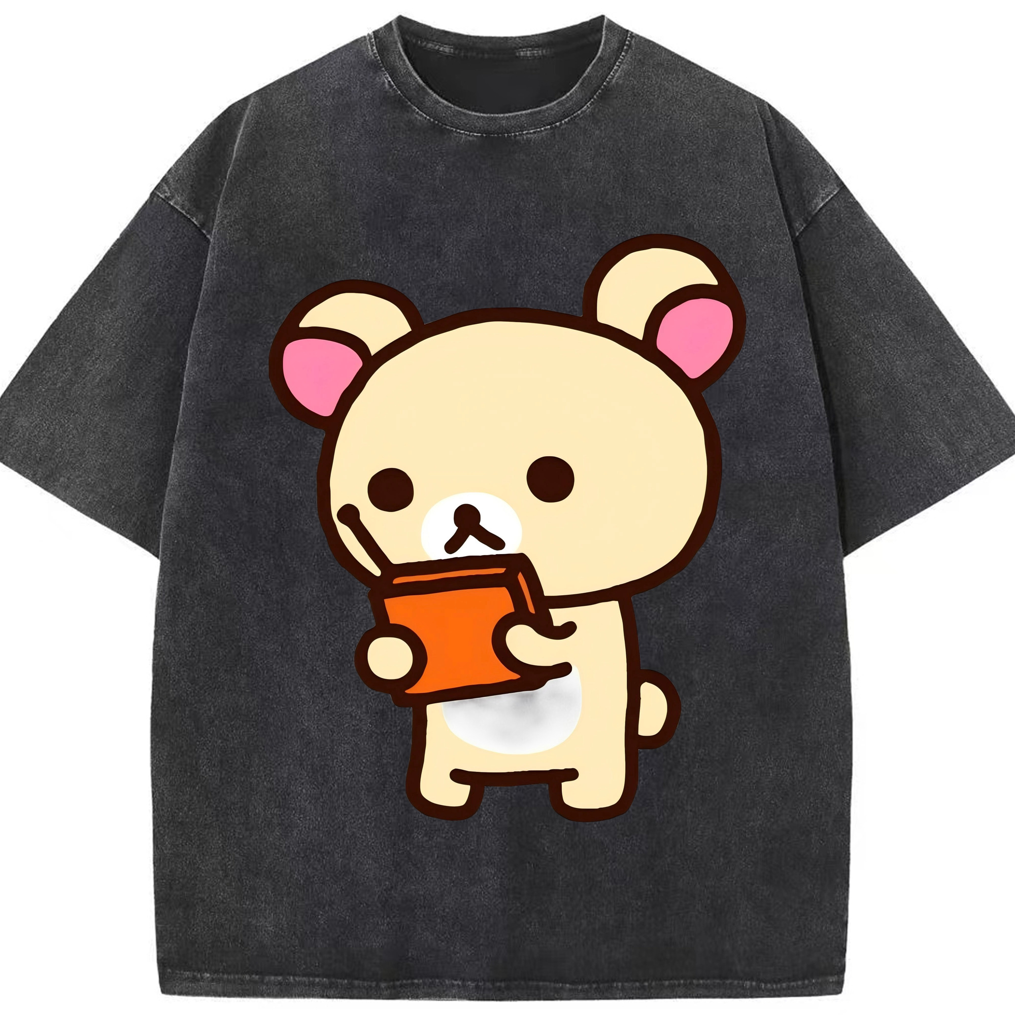 （画像用） リラックマ リラックマ キイロイトリ Rilakkuma Korilakkuma Kiiroitori 綿100% ヴィンテージ風 半袖Tシャツ（フロントプリント）