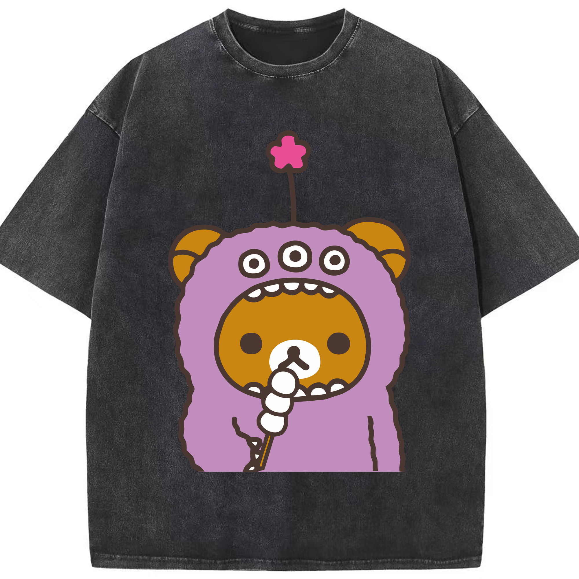 （画像用） リラックマ リラックマ キイロイトリ Rilakkuma Korilakkuma Kiiroitori 綿100% ヴィンテージ風 半袖Tシャツ（フロントプリント）