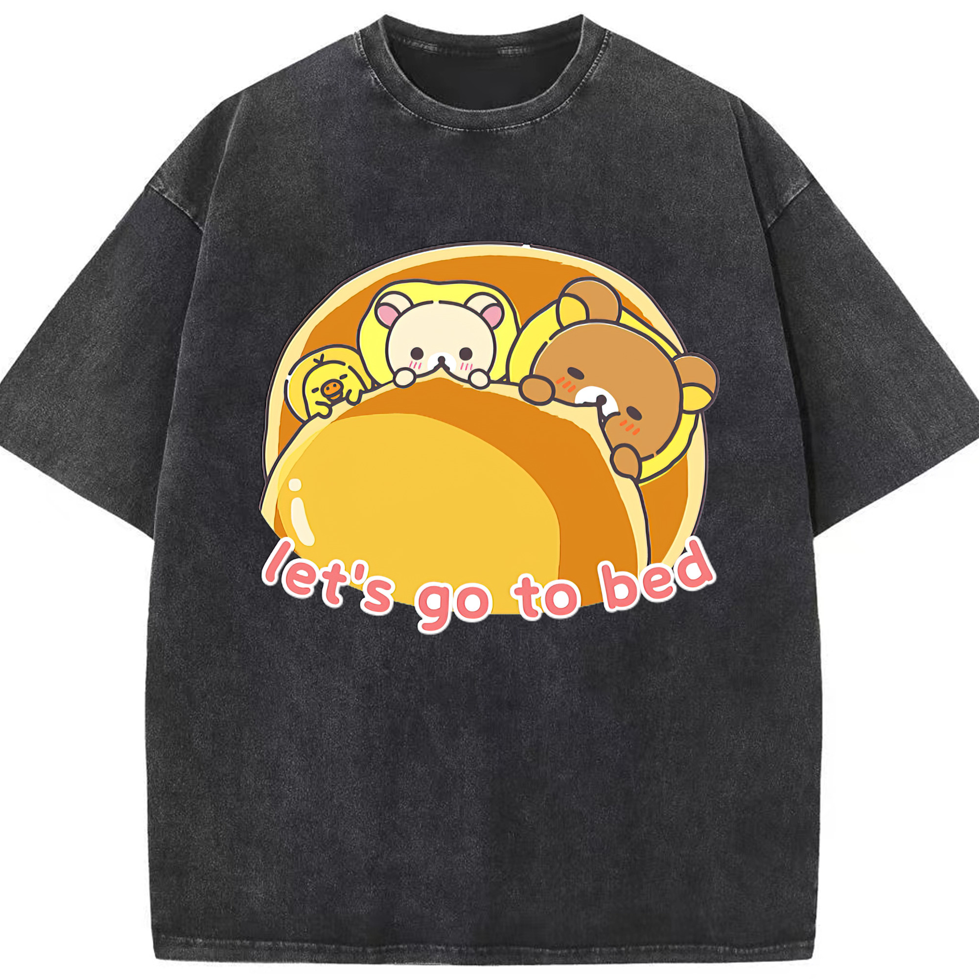 （画像用） リラックマ リラックマ キイロイトリ Rilakkuma Korilakkuma Kiiroitori 綿100% ヴィンテージ風 半袖Tシャツ（フロントプリント）