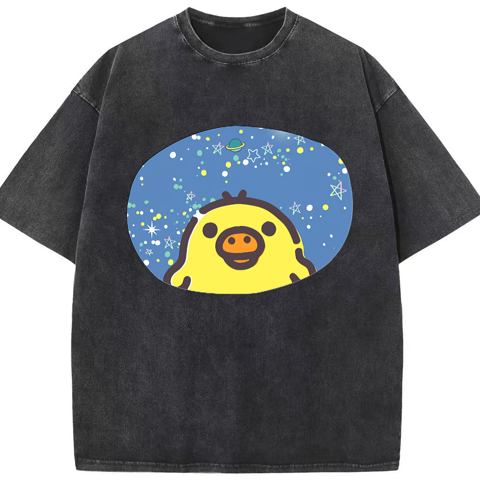（画像用） リラックマ リラックマ キイロイトリ Rilakkuma Korilakkuma Kiiroitori 綿100% ヴィンテージ風 半袖Tシャツ（フロントプリント）