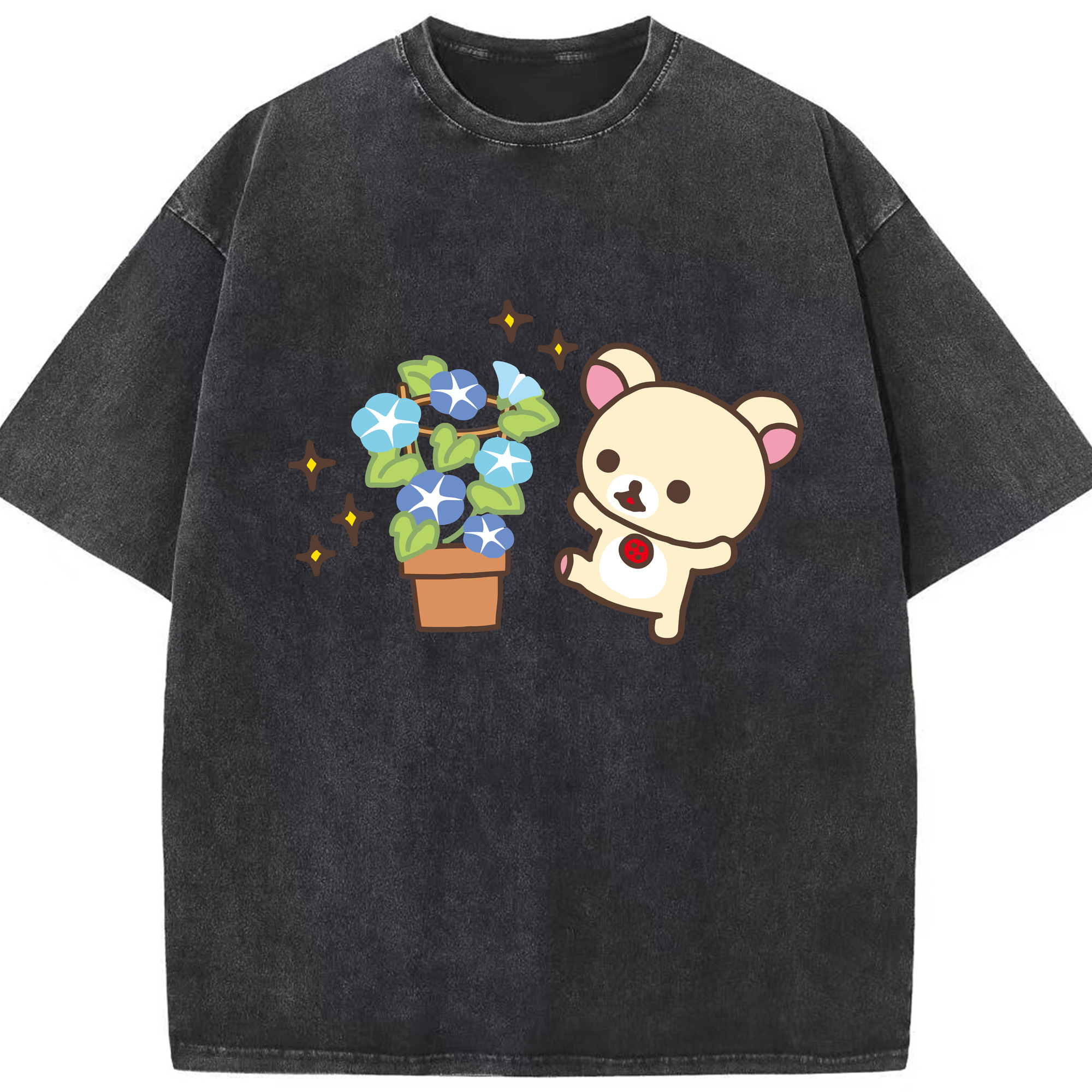 （画像用） リラックマ リラックマ キイロイトリ Rilakkuma Korilakkuma Kiiroitori 綿100% ヴィンテージ風 半袖Tシャツ（フロントプリント）