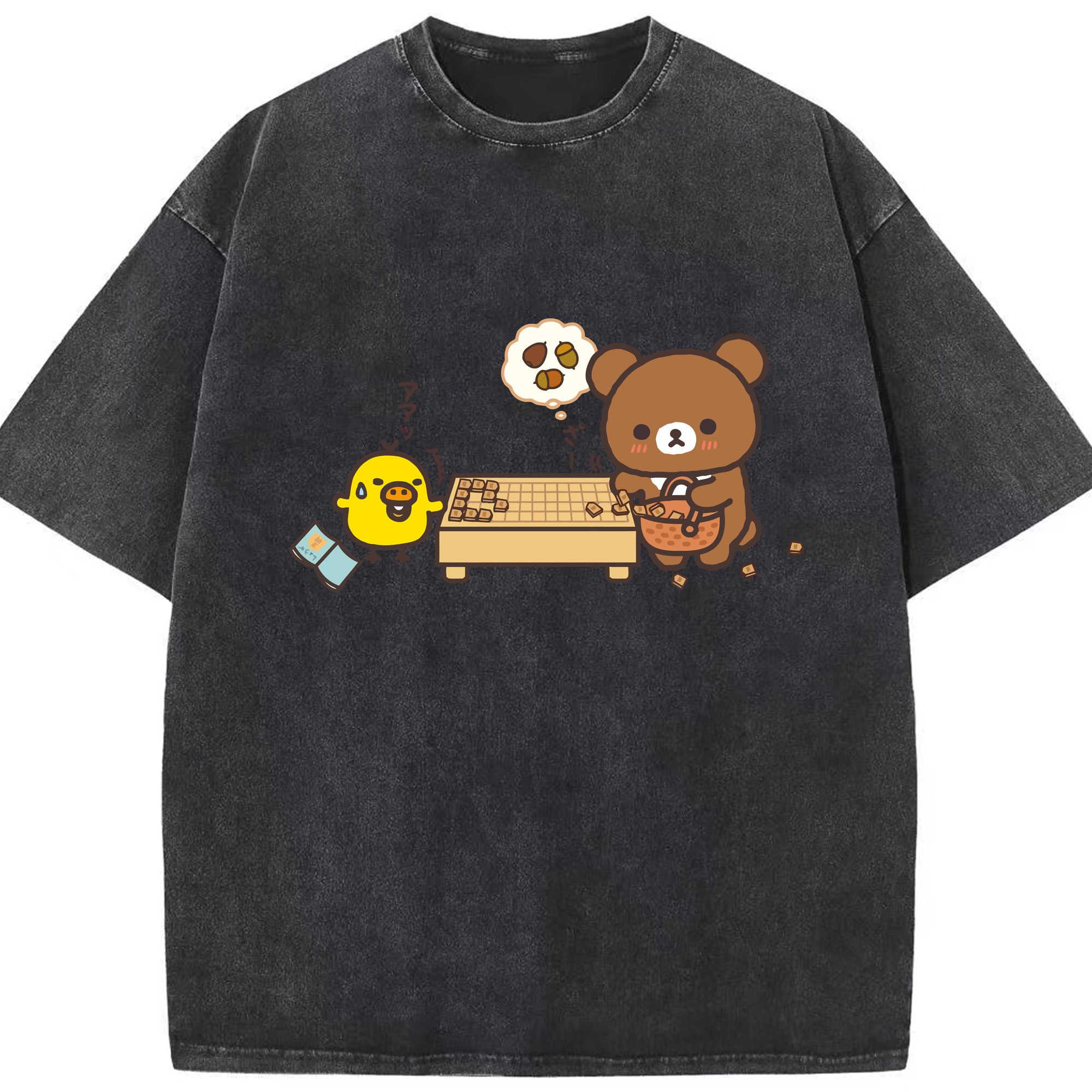（画像用） リラックマ リラックマ キイロイトリ Rilakkuma Korilakkuma Kiiroitori 綿100% ヴィンテージ風 半袖Tシャツ（フロントプリント）