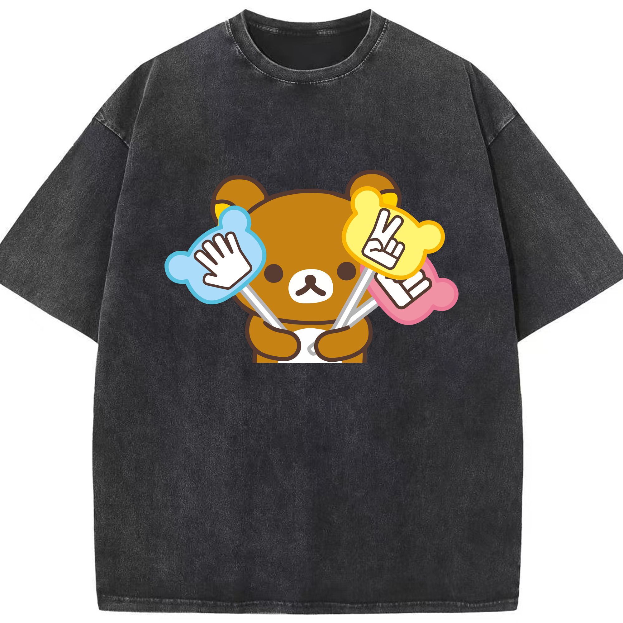 （画像用） リラックマ リラックマ キイロイトリ Rilakkuma Korilakkuma Kiiroitori 綿100% ヴィンテージ風 半袖Tシャツ（フロントプリント）