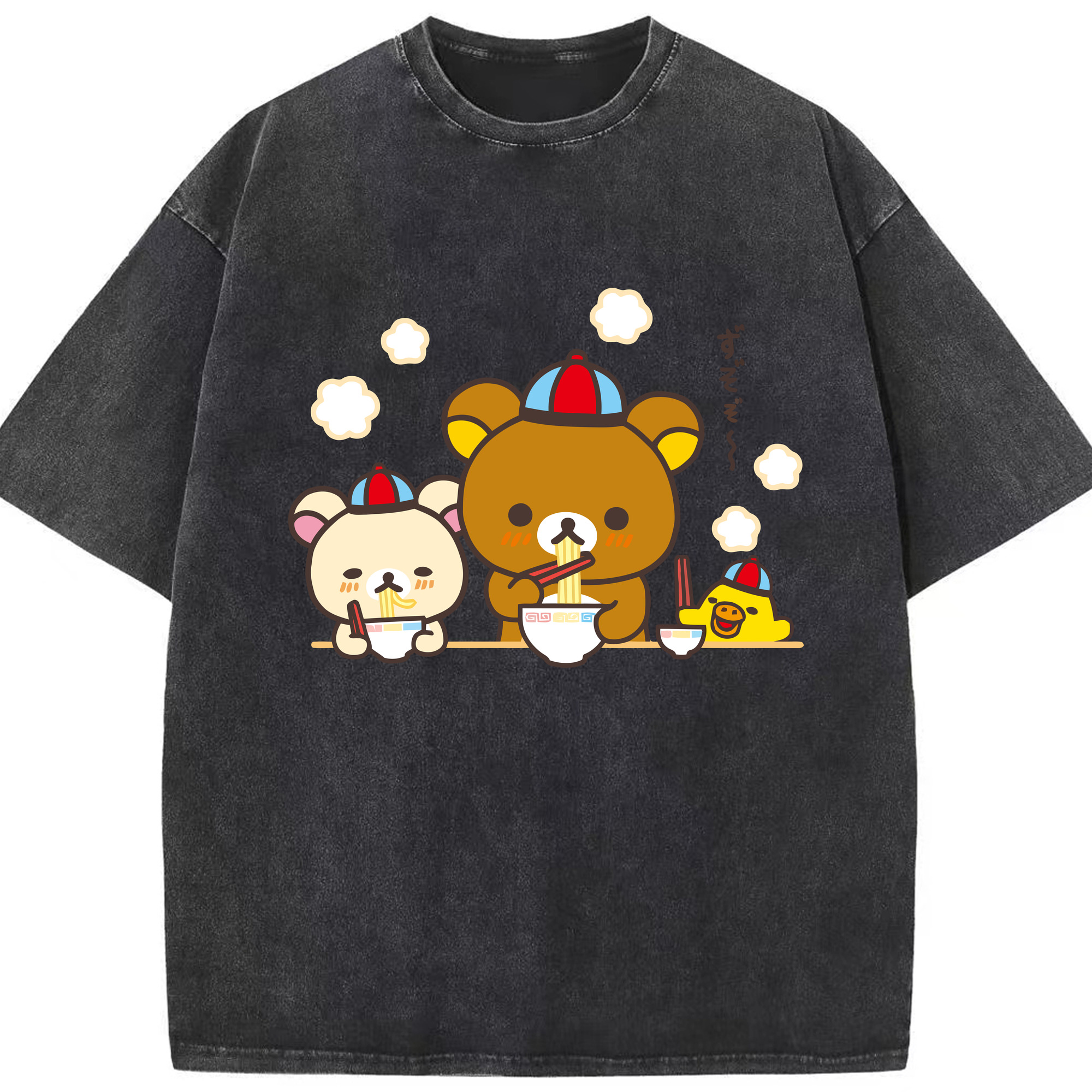 （画像用） リラックマ リラックマ キイロイトリ Rilakkuma Korilakkuma Kiiroitori 綿100% ヴィンテージ風 半袖Tシャツ（フロントプリント）