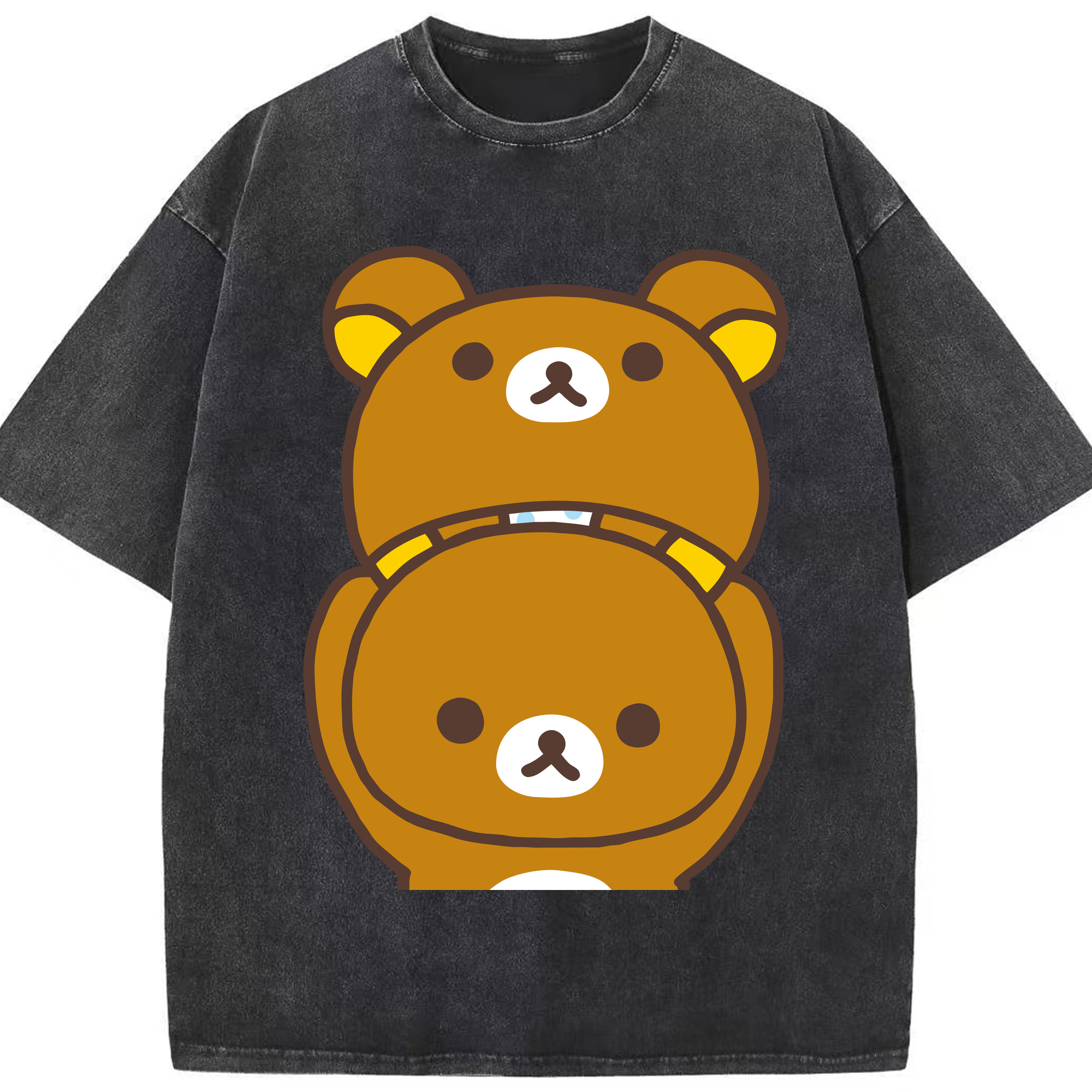 （画像用） リラックマ リラックマ キイロイトリ Rilakkuma Korilakkuma Kiiroitori 綿100% ヴィンテージ風 半袖Tシャツ（フロントプリント）