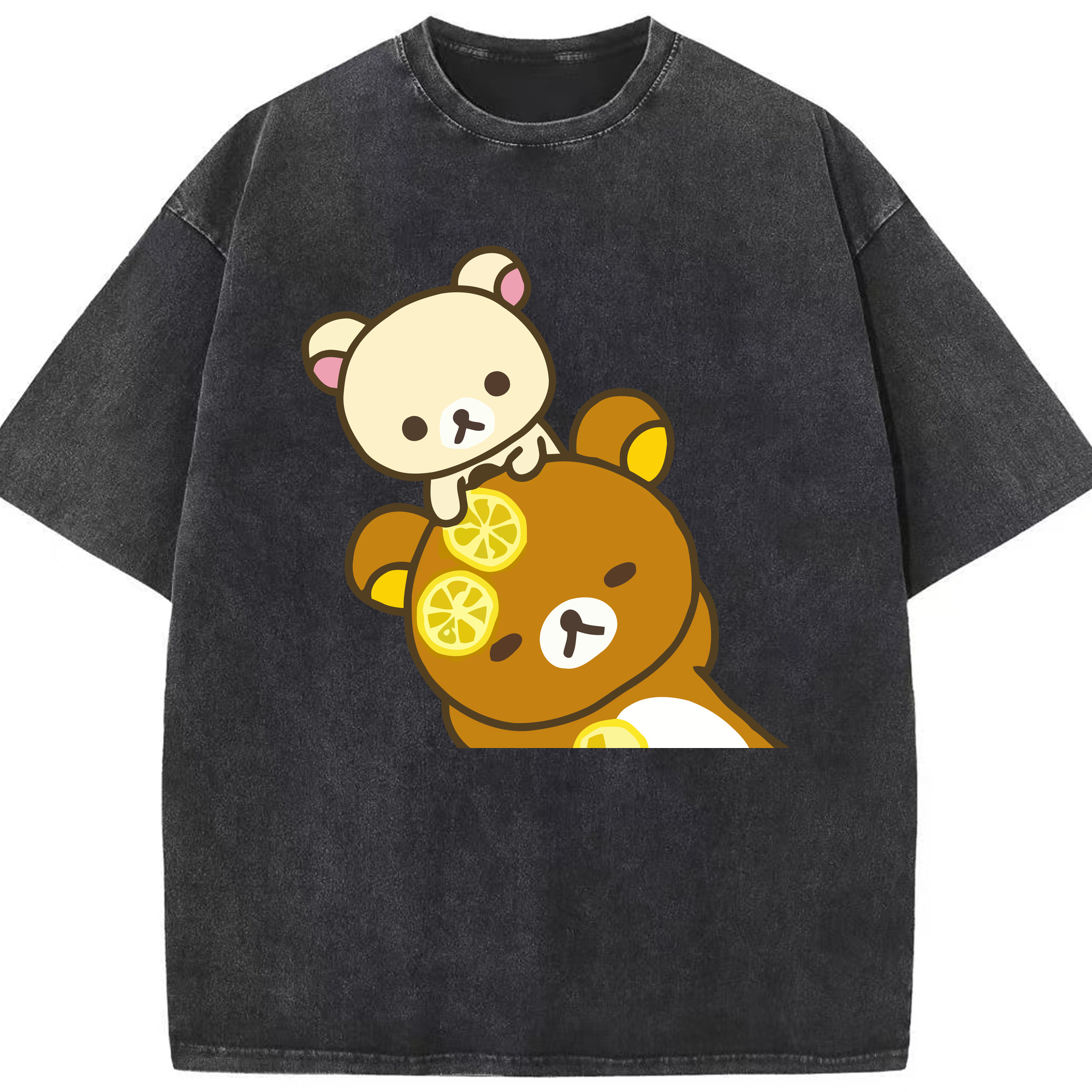 （画像用） リラックマ リラックマ キイロイトリ Rilakkuma Korilakkuma Kiiroitori 綿100% ヴィンテージ風 半袖Tシャツ（フロントプリント）