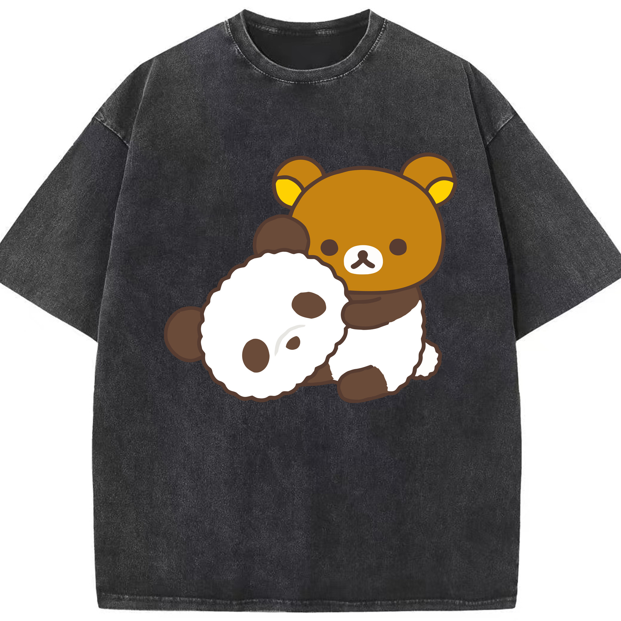 （画像用） リラックマ リラックマ キイロイトリ Rilakkuma Korilakkuma Kiiroitori 綿100% ヴィンテージ風 半袖Tシャツ（フロントプリント）