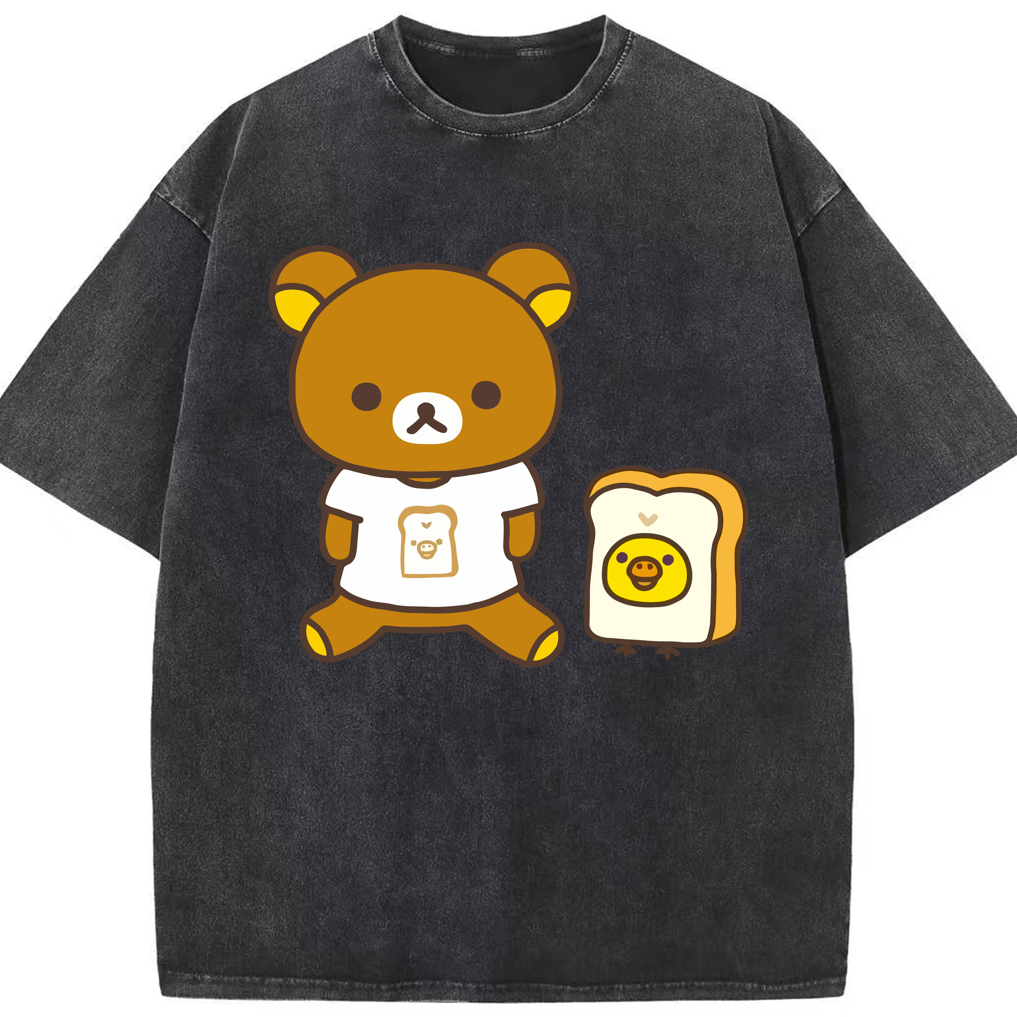 （画像用） リラックマ リラックマ キイロイトリ Rilakkuma Korilakkuma Kiiroitori 綿100% ヴィンテージ風 半袖Tシャツ（フロントプリント）