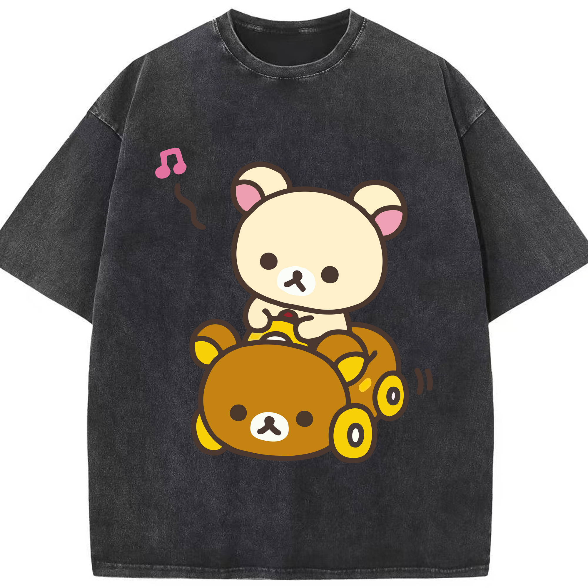（画像用） リラックマ リラックマ キイロイトリ Rilakkuma Korilakkuma Kiiroitori 綿100% ヴィンテージ風 半袖Tシャツ（フロントプリント）