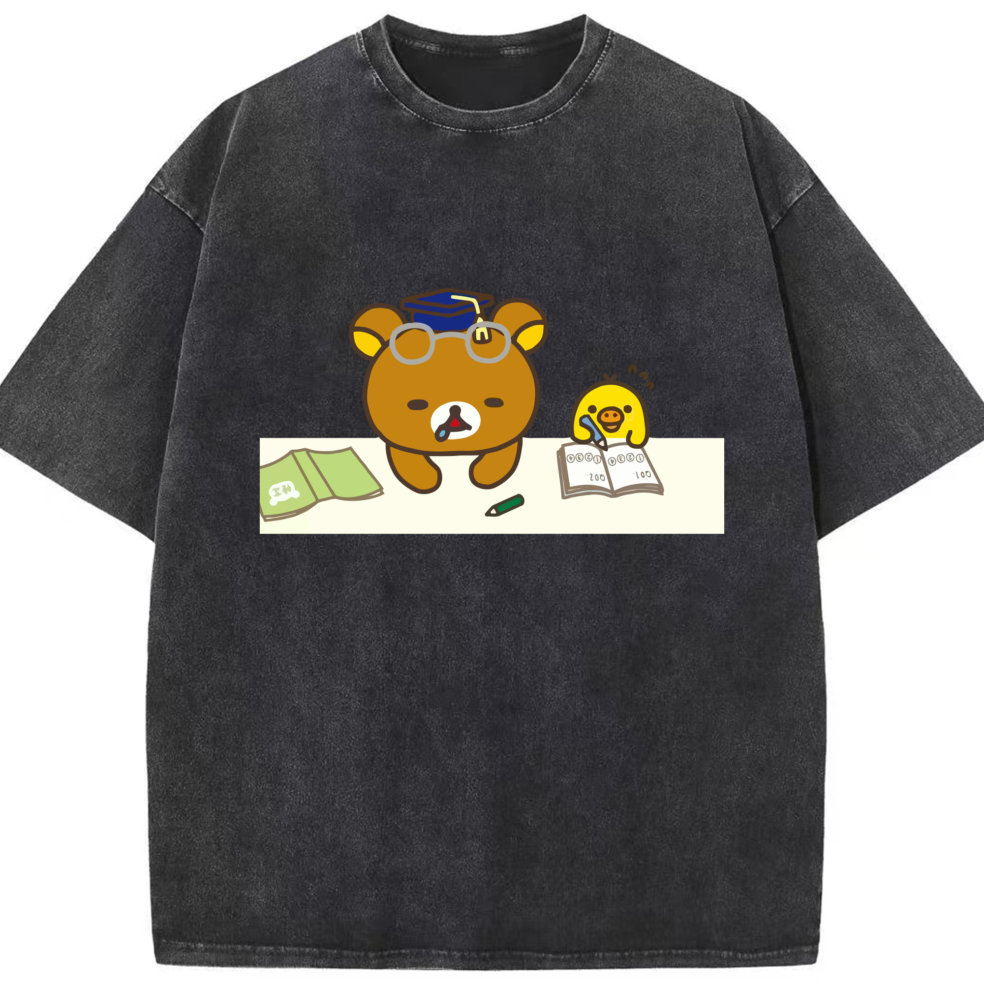 （画像用） リラックマ リラックマ キイロイトリ Rilakkuma Korilakkuma Kiiroitori 綿100% ヴィンテージ風 半袖Tシャツ（フロントプリント）