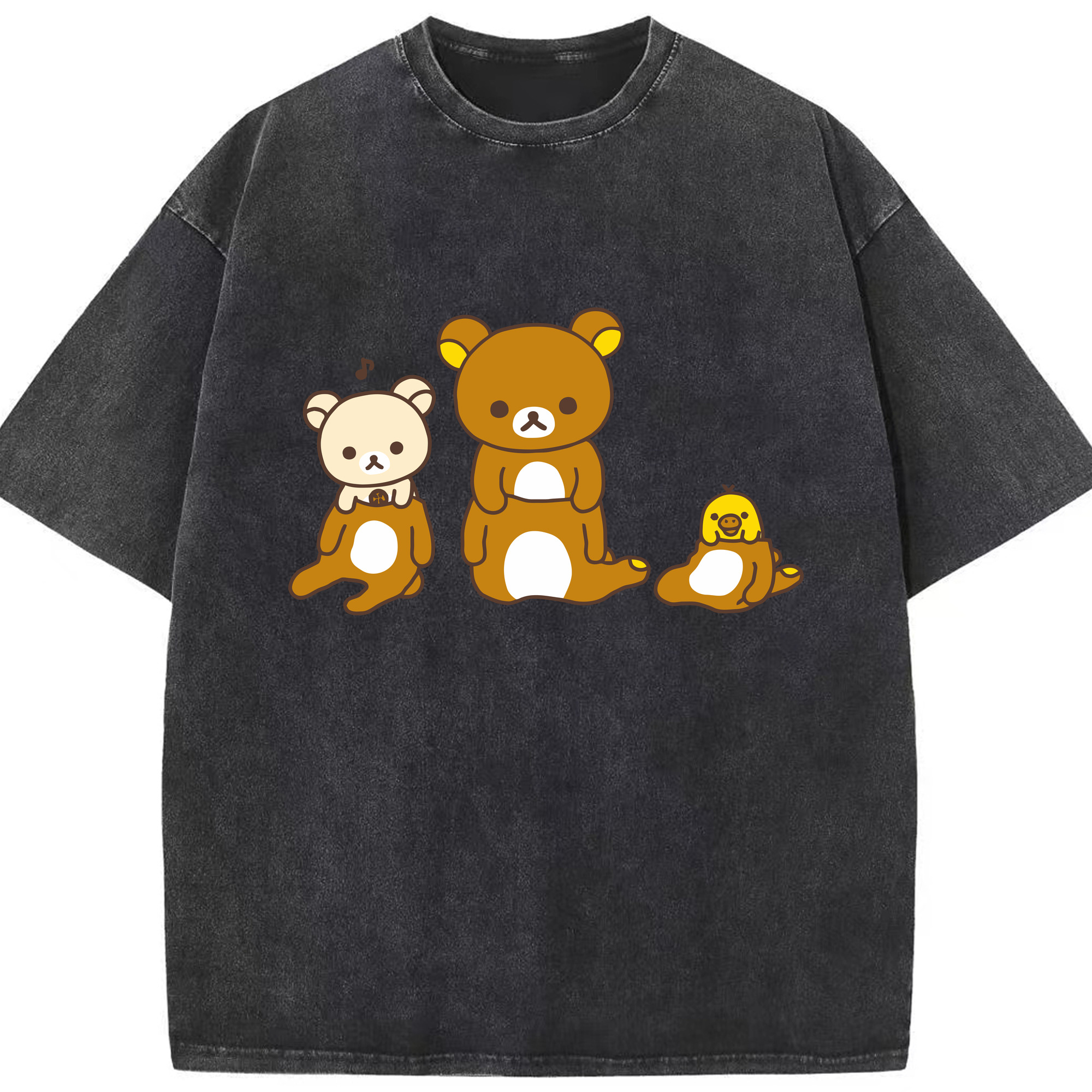 （画像用） リラックマ リラックマ キイロイトリ Rilakkuma Korilakkuma Kiiroitori 綿100% ヴィンテージ風 半袖Tシャツ（フロントプリント）