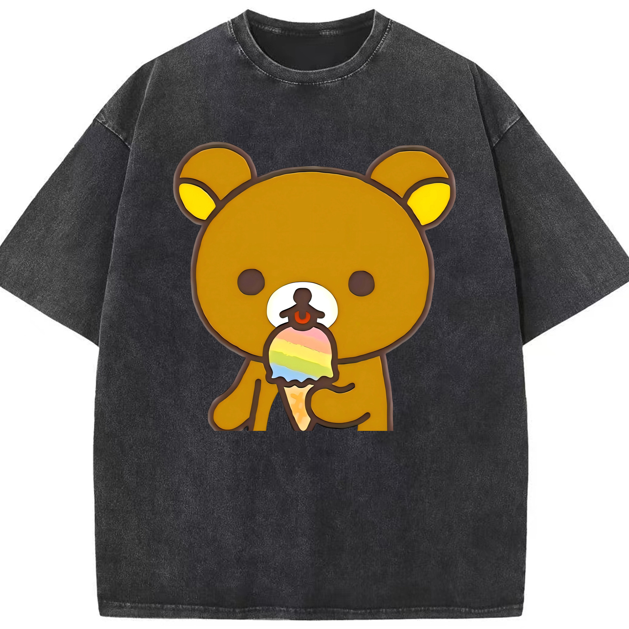 （画像用） リラックマ リラックマ キイロイトリ Rilakkuma Korilakkuma Kiiroitori 綿100% ヴィンテージ風 半袖Tシャツ（フロントプリント）