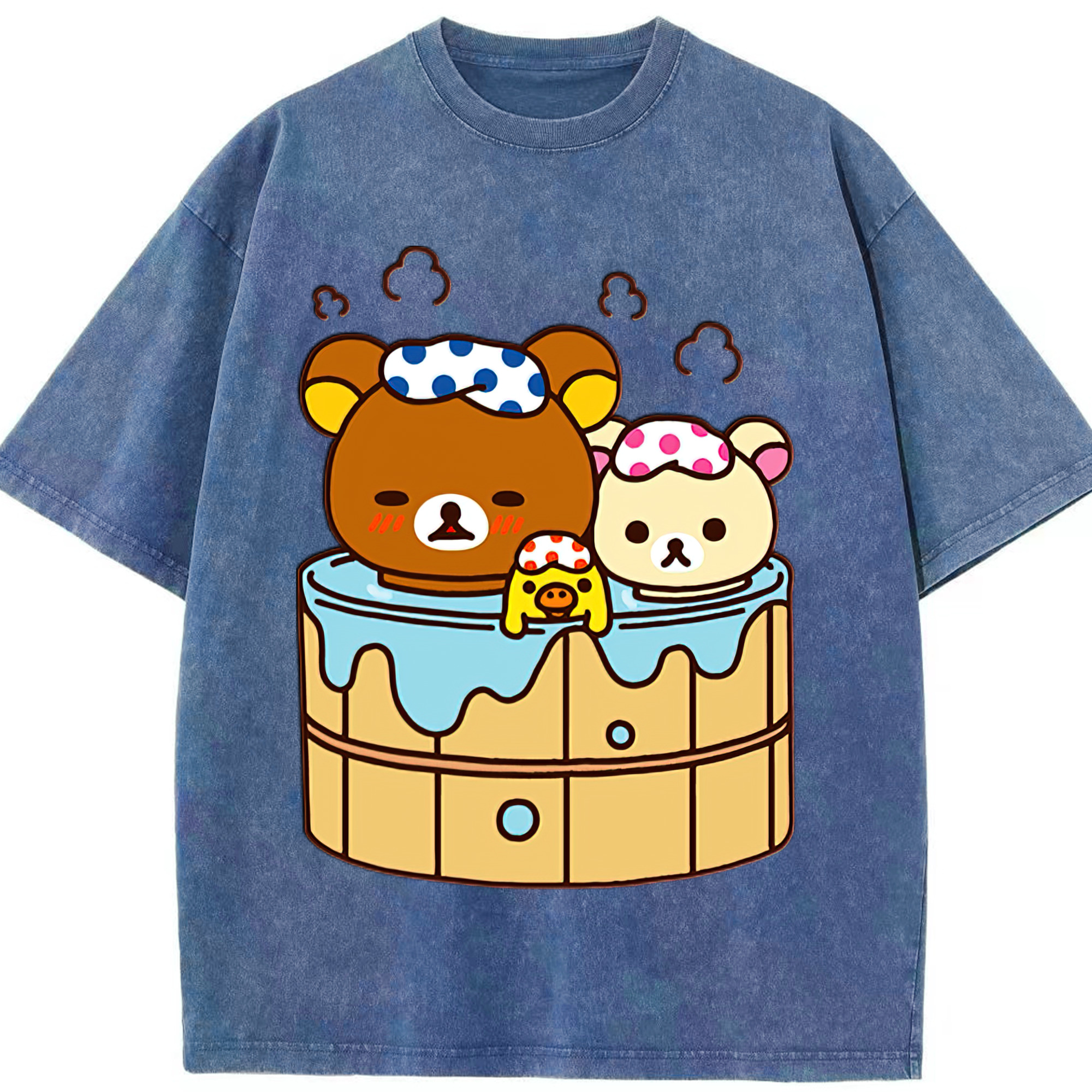 （画像用） リラックマ リラックマ キイロイトリ Rilakkuma Korilakkuma Kiiroitori 綿100% ヴィンテージ風 半袖Tシャツ（フロントプリント）