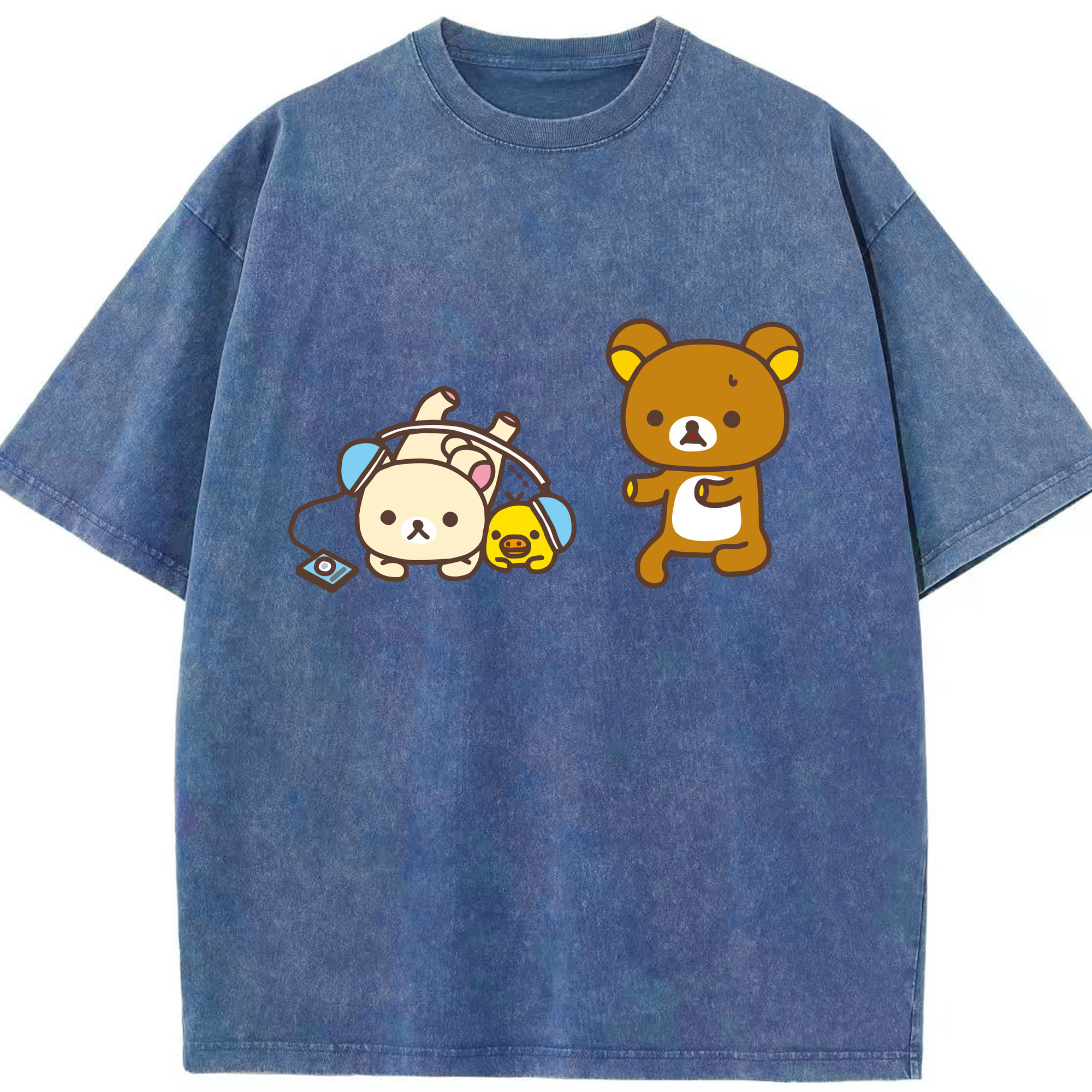 （画像用） リラックマ リラックマ キイロイトリ Rilakkuma Korilakkuma Kiiroitori 綿100% ヴィンテージ風 半袖Tシャツ（フロントプリント）