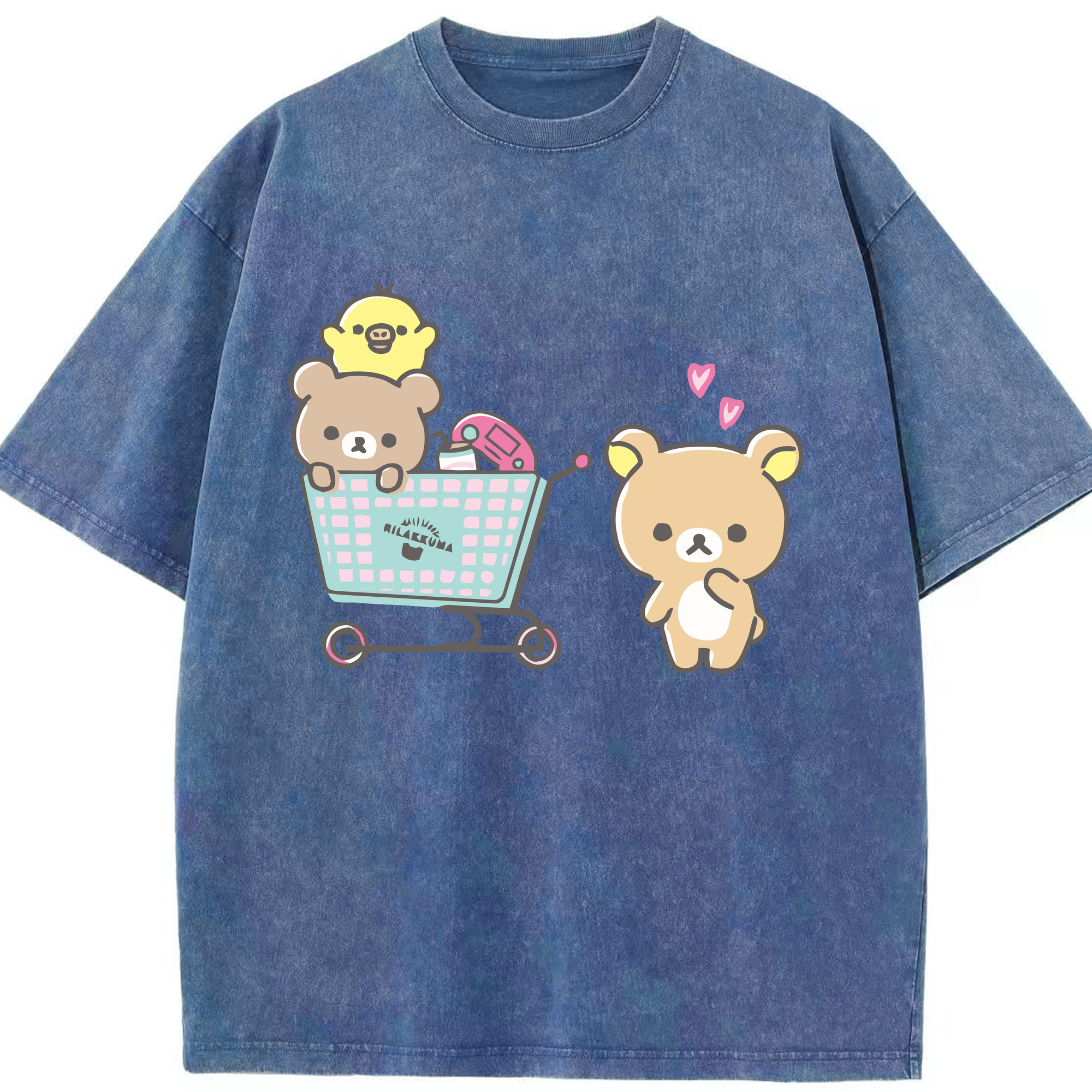 （画像用） リラックマ リラックマ キイロイトリ Rilakkuma Korilakkuma Kiiroitori 綿100% ヴィンテージ風 半袖Tシャツ（フロントプリント）
