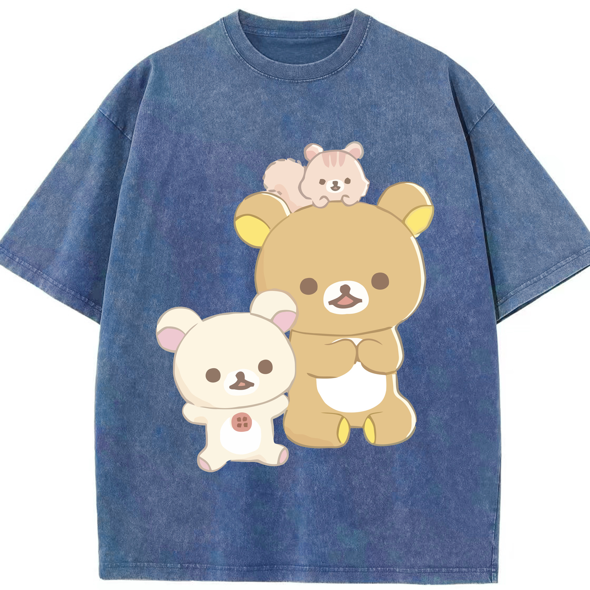 （画像用） リラックマ リラックマ キイロイトリ Rilakkuma Korilakkuma Kiiroitori 綿100% ヴィンテージ風 半袖Tシャツ（フロントプリント）