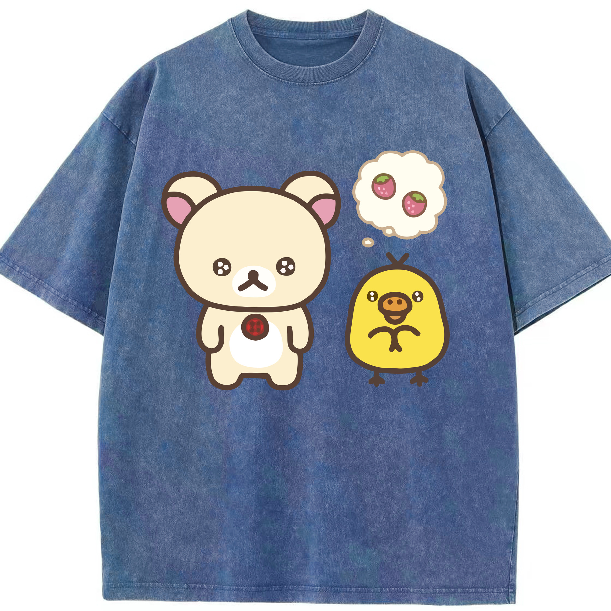 （画像用） リラックマ リラックマ キイロイトリ Rilakkuma Korilakkuma Kiiroitori 綿100% ヴィンテージ風 半袖Tシャツ（フロントプリント）
